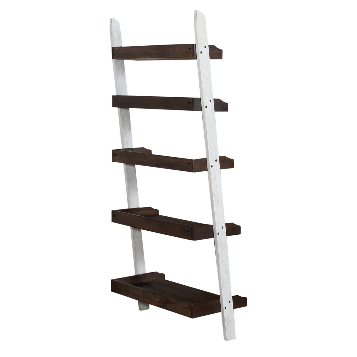 Farmhouse Leaning Bookcase in White/Oak - Luxury Home Furniture (MI)