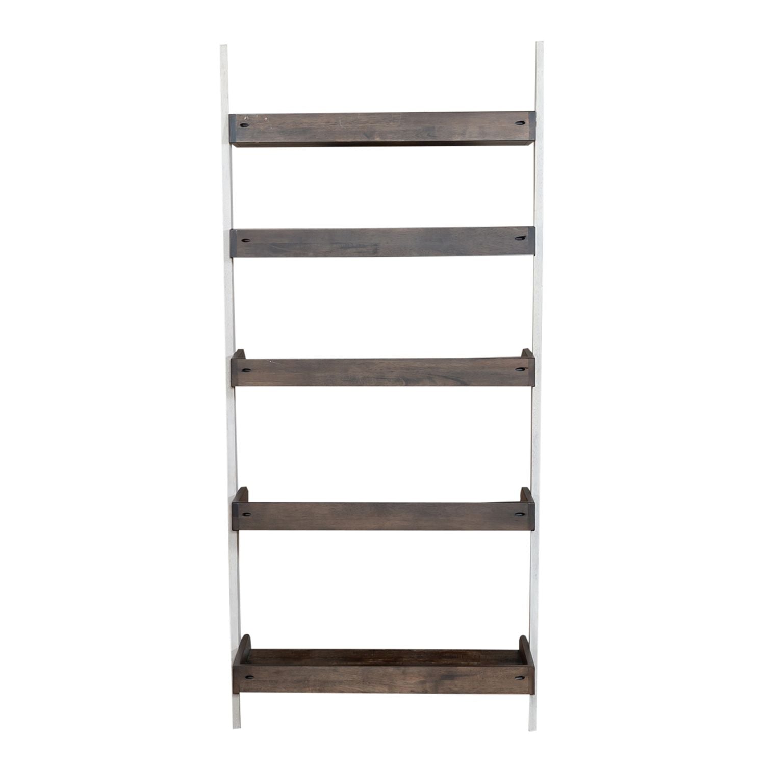 Farmhouse Leaning Bookcase in White/Oak - Luxury Home Furniture (MI)