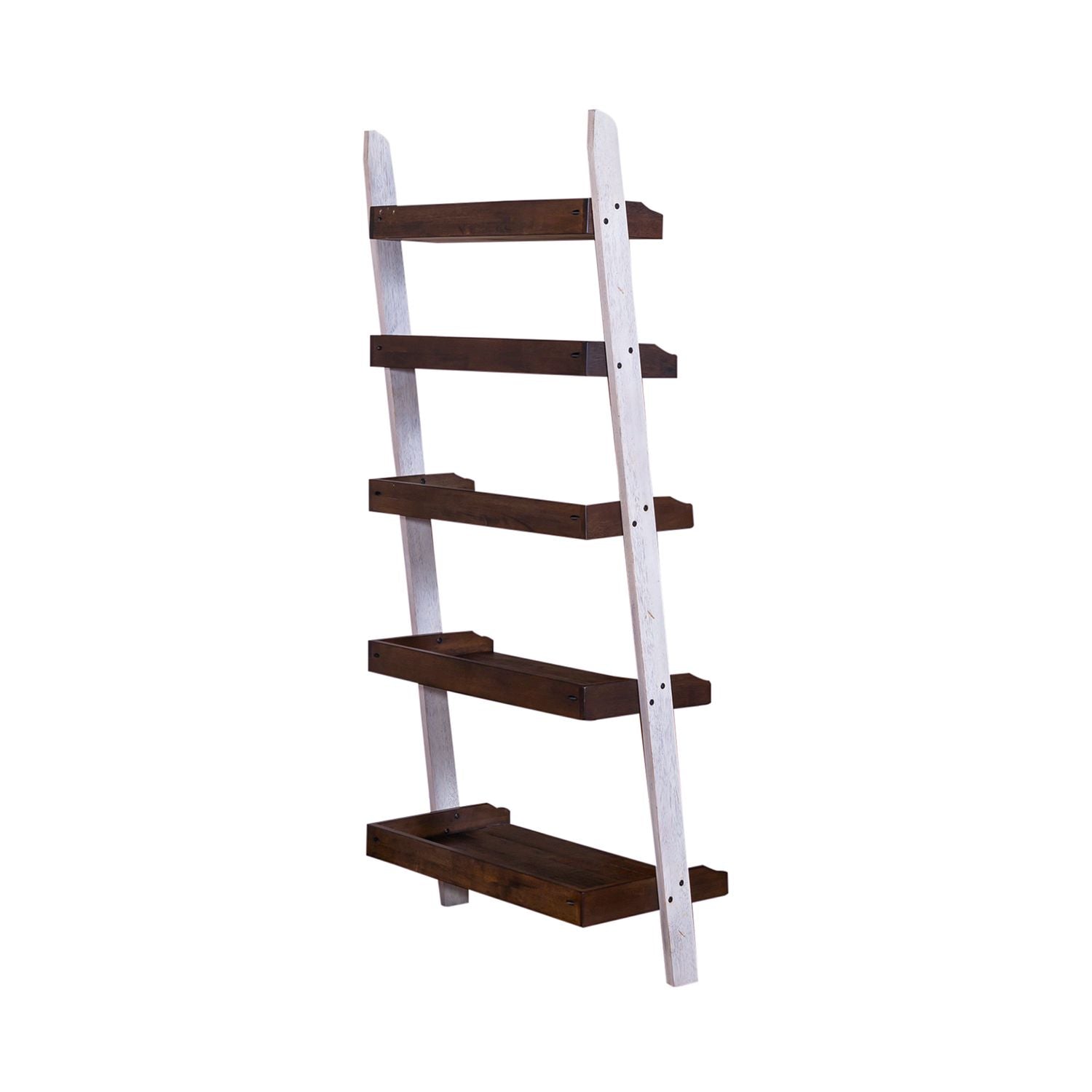 Farmhouse Leaning Bookcase in White/Oak image