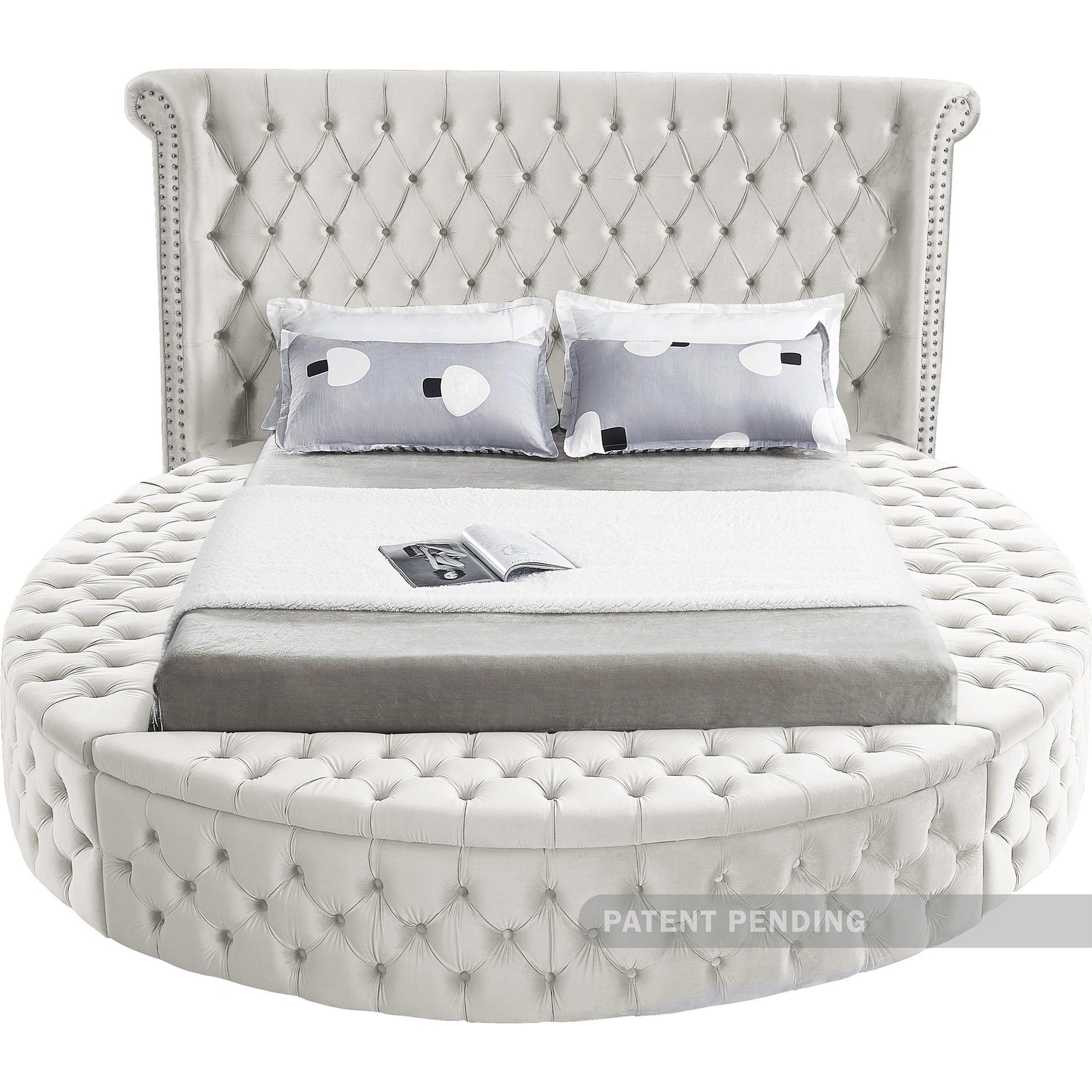Luxus Cream Velvet Queen Bed (3 Boxes)