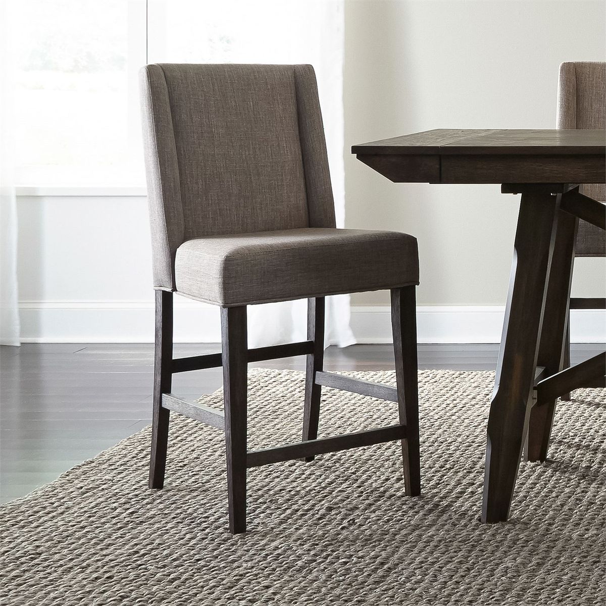 Liberty Furniture Double Bridge Upholstered Counter Chair (RTA) in Dark Chestnut (Set of 2)