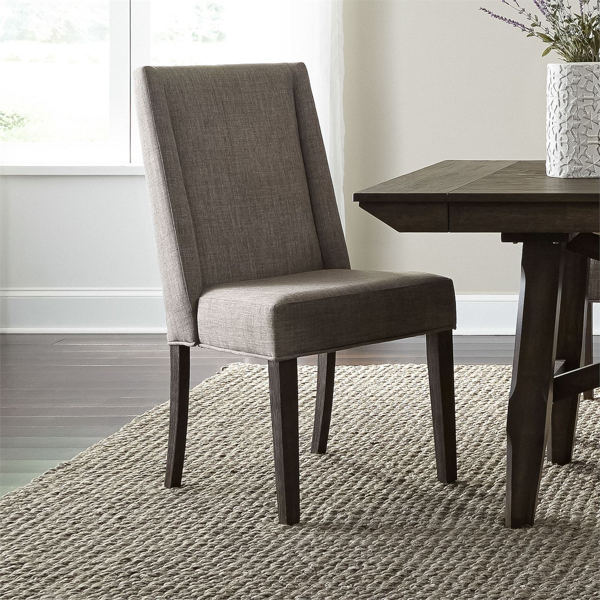 Liberty Furniture Double Bridge Upholstered Side Chair in Dark Chestnut (Set of 2) - Luxury Home Furniture (MI)