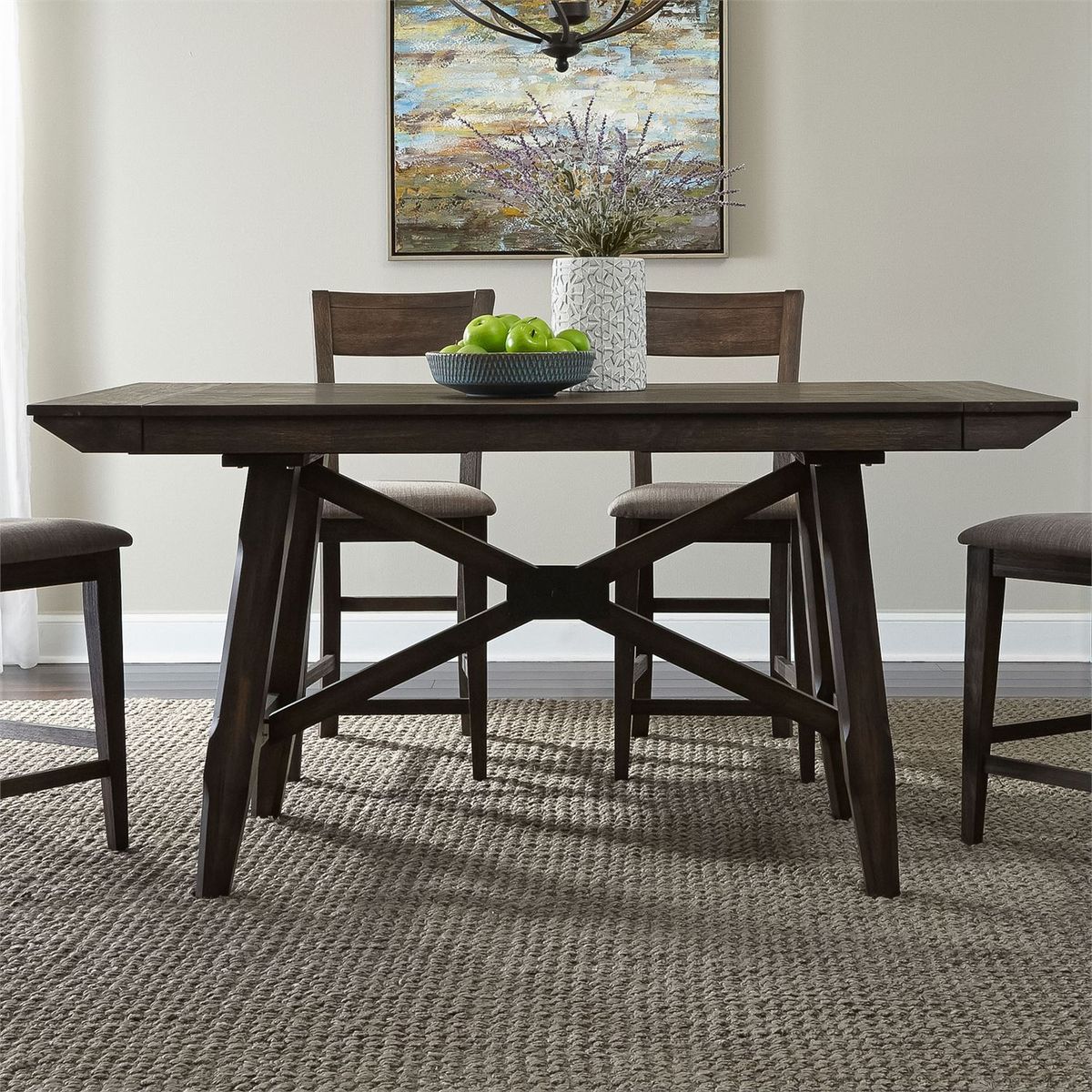 Liberty Furniture Double Bridge Gathering Table in Dark Chestnut - Luxury Home Furniture (MI)