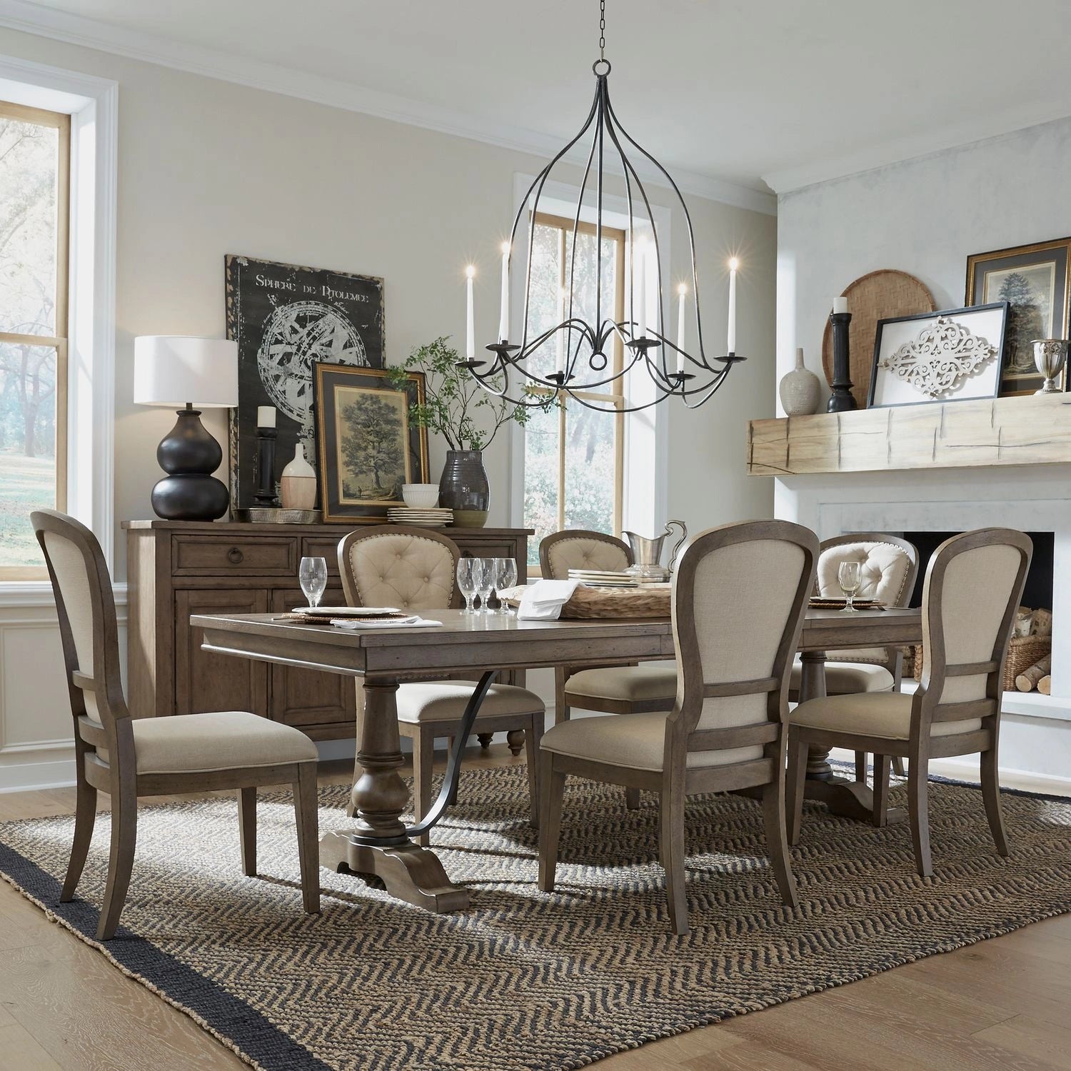 Americana Farmhouse Optional 7 Piece Trestle Table Set image