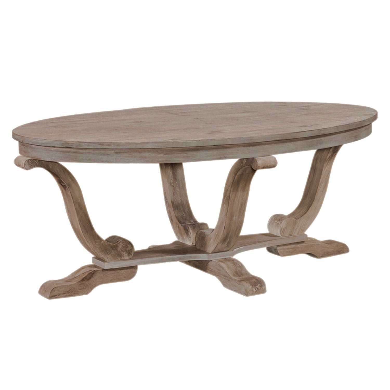 Greystone Mill Oval Cocktail Table in Stone White - Luxury Home Furniture (MI)