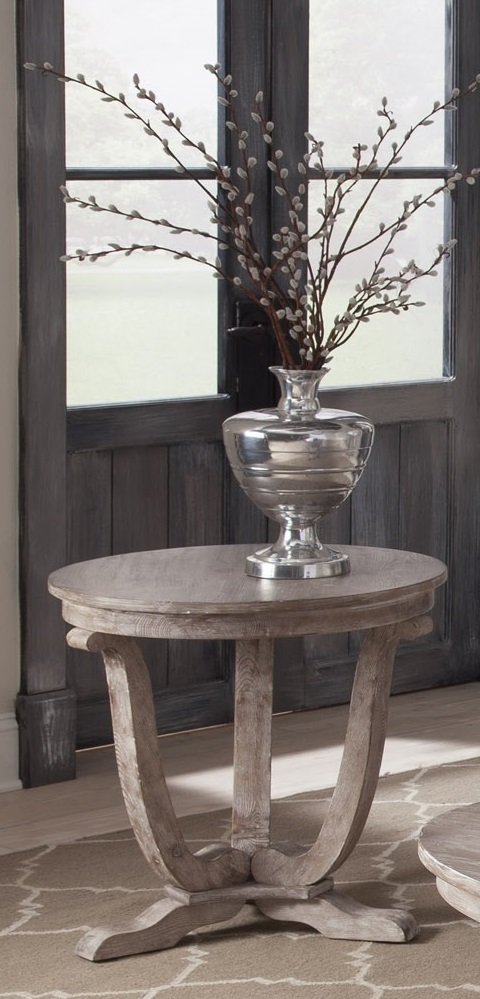 Liberty Furniture Greystone Mill End Table in Stone White - Luxury Home Furniture (MI)