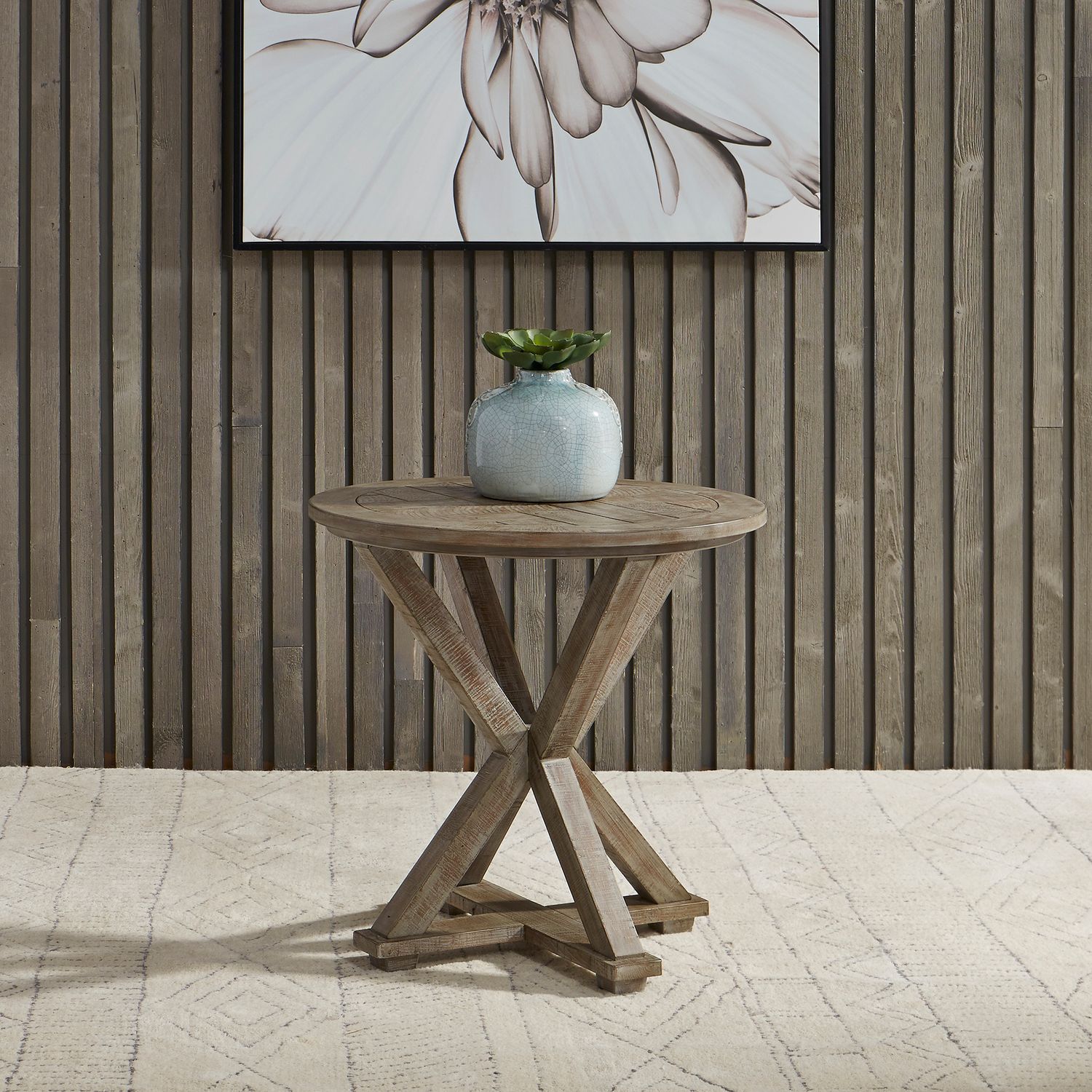 Parkland Falls Round End Table in Weathered Taupe image