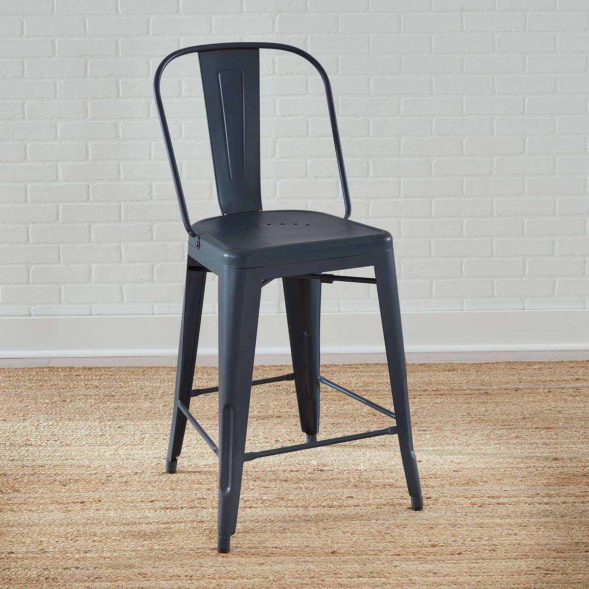 Liberty Furniture Vintage Series Bow Back Counter Chair in Navy (Set of 2) - Luxury Home Furniture (MI)