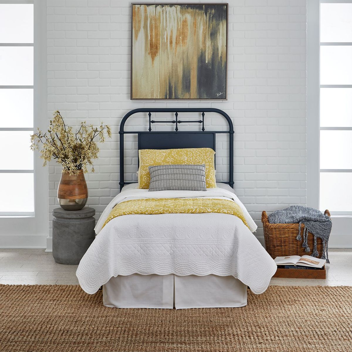Liberty Furniture Vintage Series Full Metal Headboard in Navy