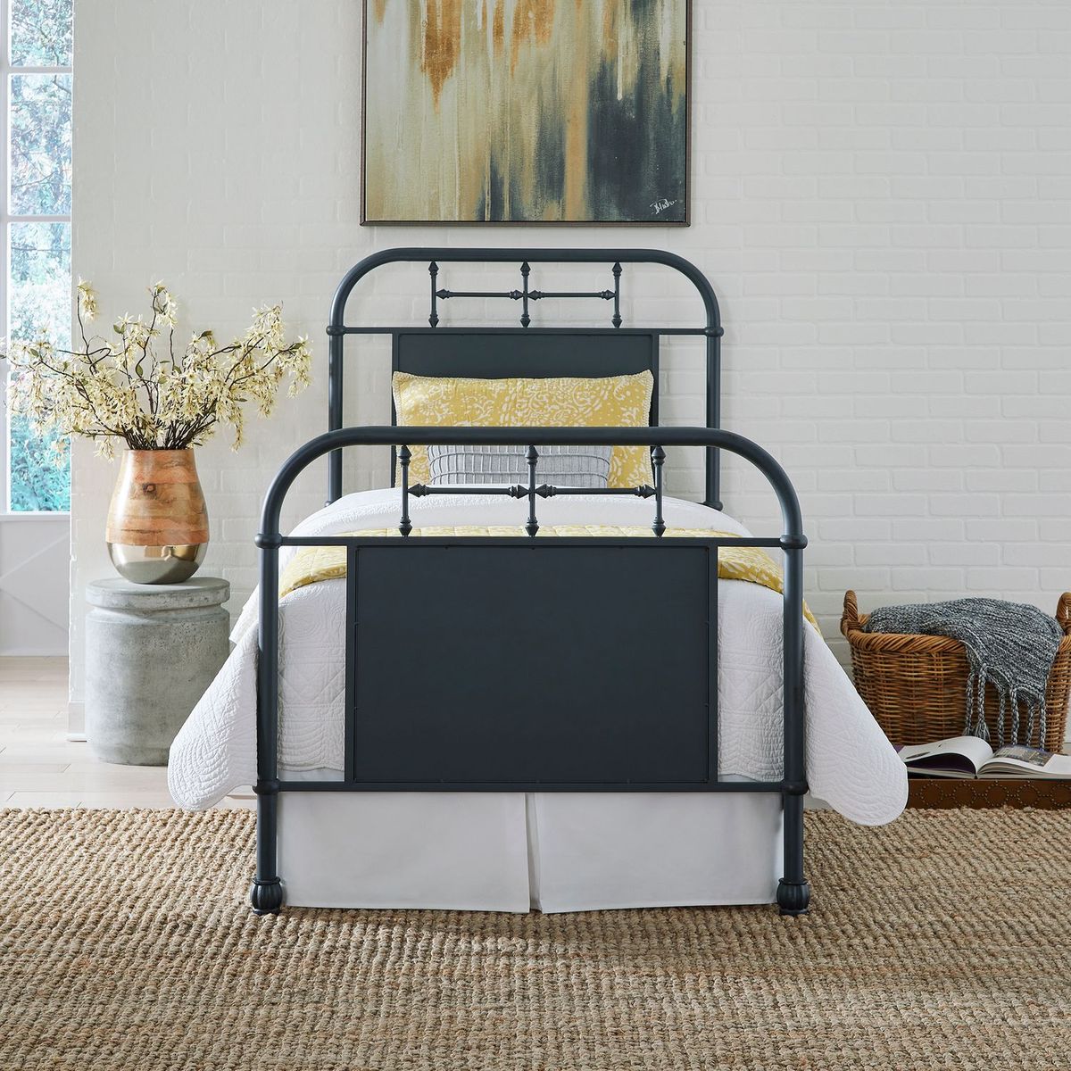 Liberty Furniture Vintage Series Full Metal Bed in Navy - Luxury Home Furniture (MI)