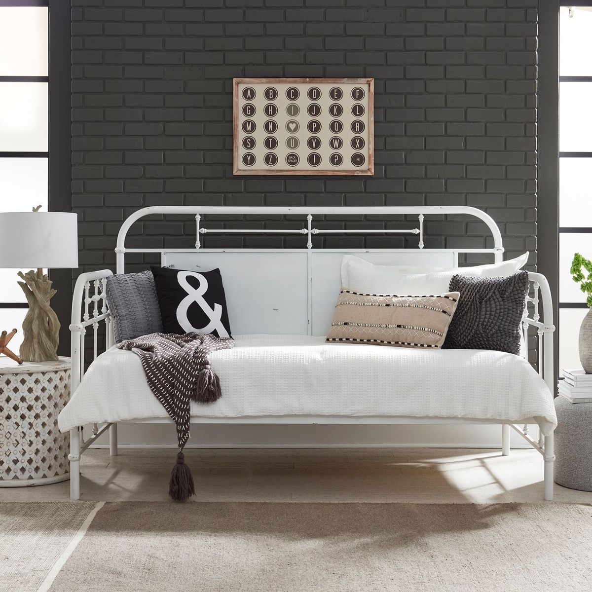 Liberty Furniture Vintage Series Twin Metal Bed in Antique White - Luxury Home Furniture (MI)