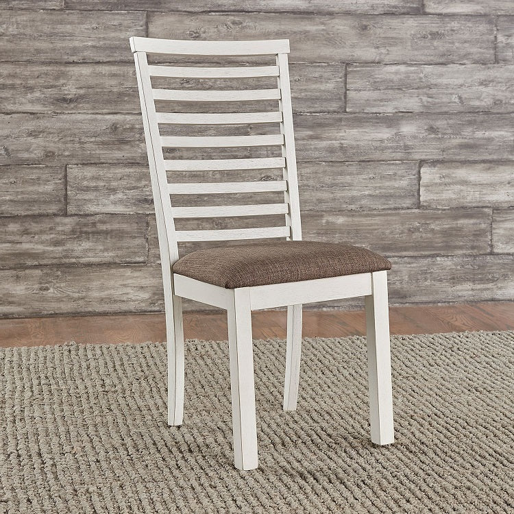Liberty Furniture Brook Bay Uph Ladder Back Side Chair (Set of 2) in Textured White - Luxury Home Furniture (MI)