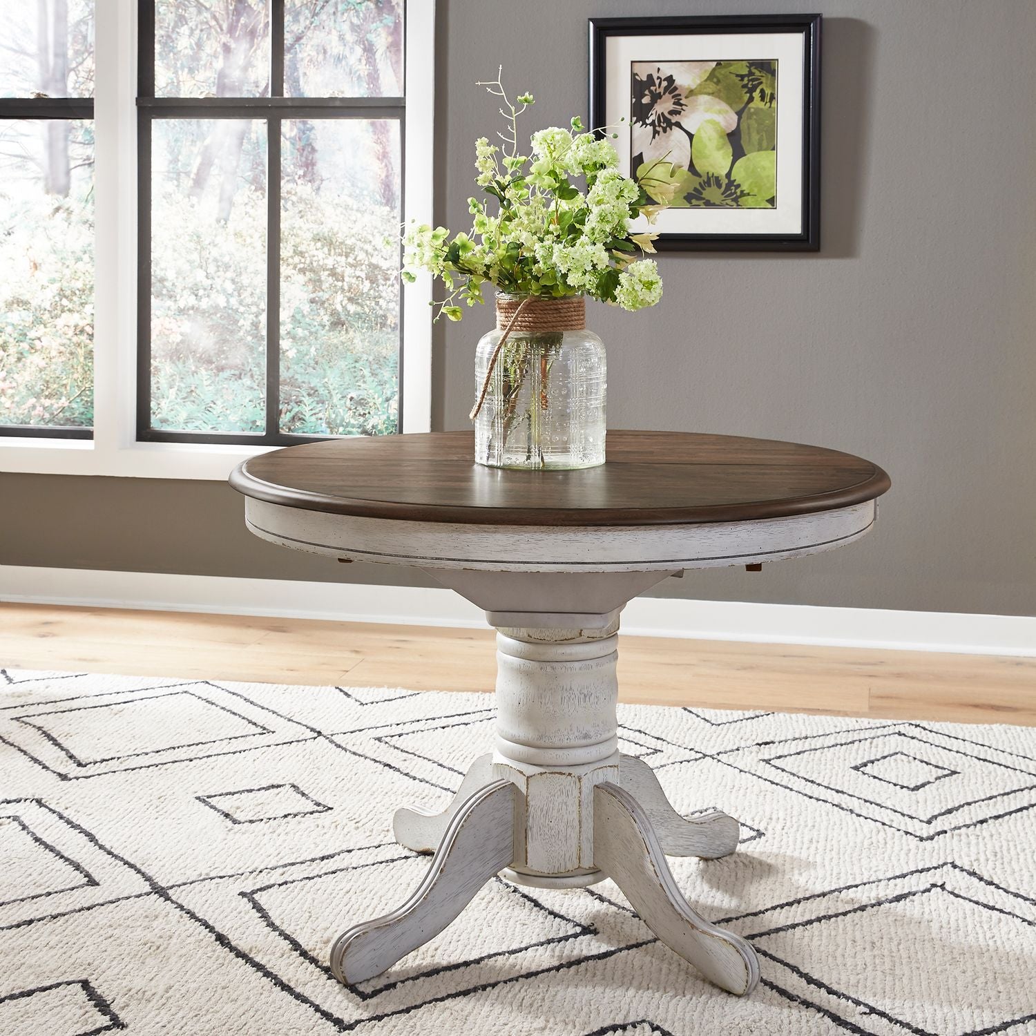 Carolina Crossing Pedestal Table Set- White
