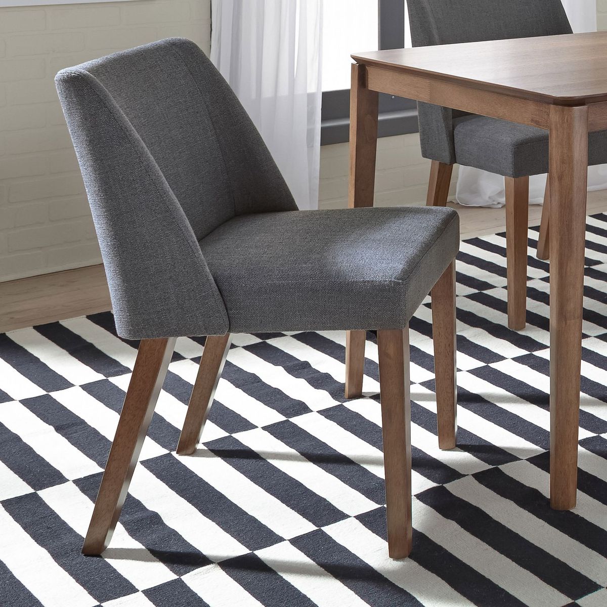 Liberty Furniture Space Saver Nido Chair (Grey) in Satin Walnut (Set of 2) - Luxury Home Furniture (MI)
