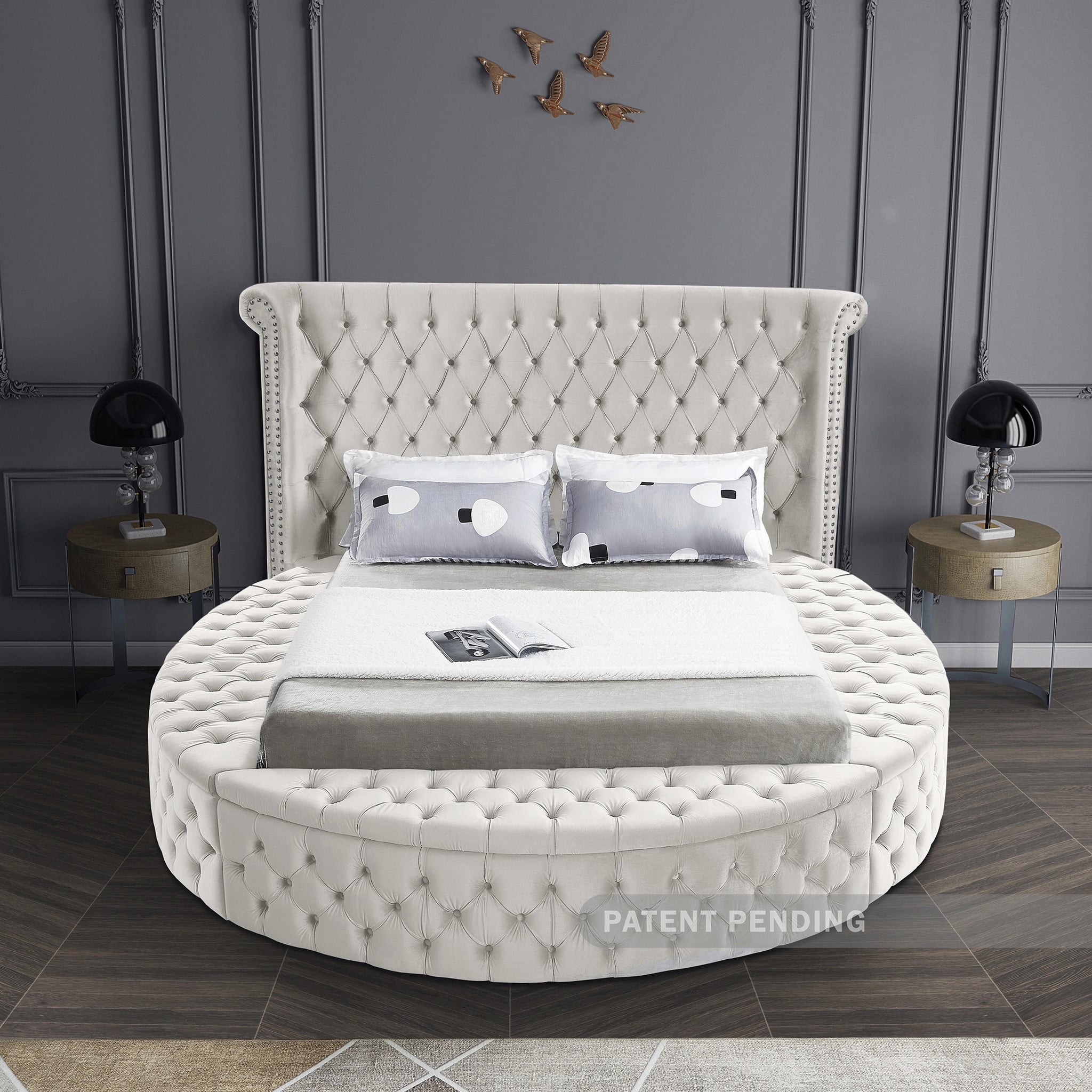 Luxus Cream Velvet King Bed (3 Boxes)