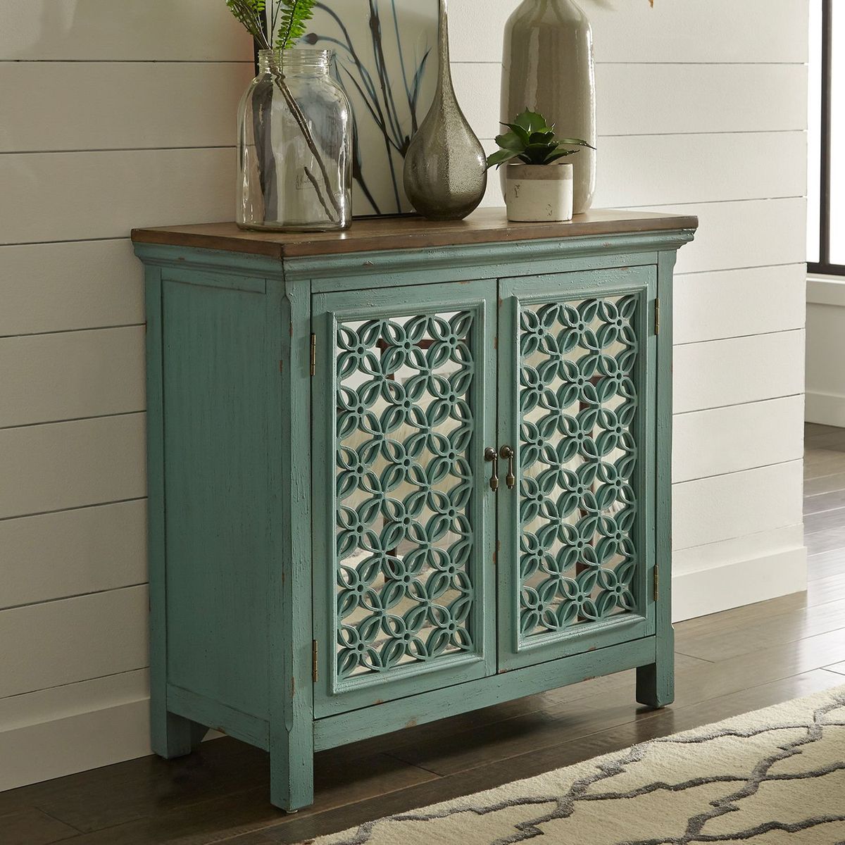 Liberty Furniture Kensington 2 Door Accent Cabinet in Turquoise - Luxury Home Furniture (MI)
