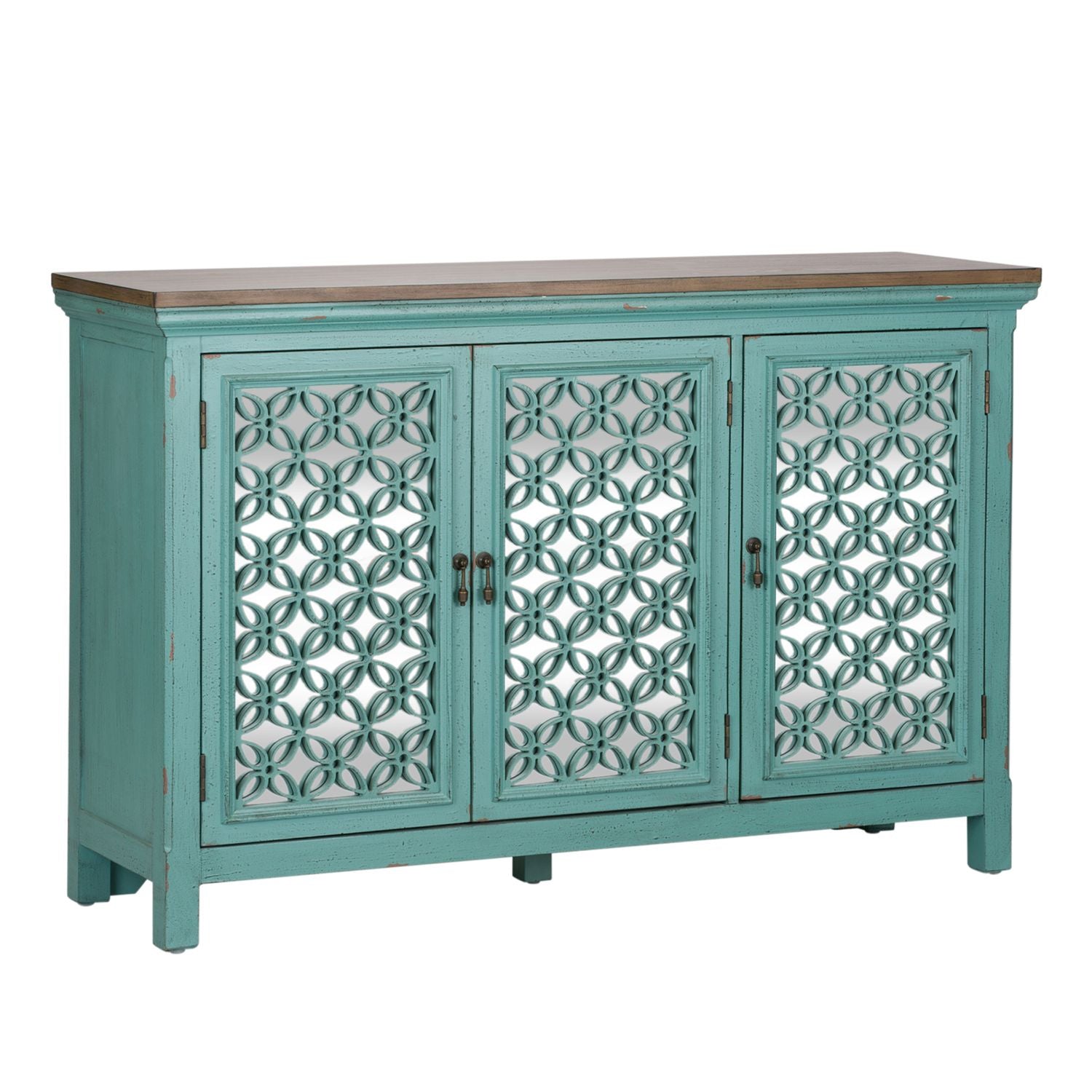 Kensington 3 Door Accent Cabinet in Turquoise - Luxury Home Furniture (MI)