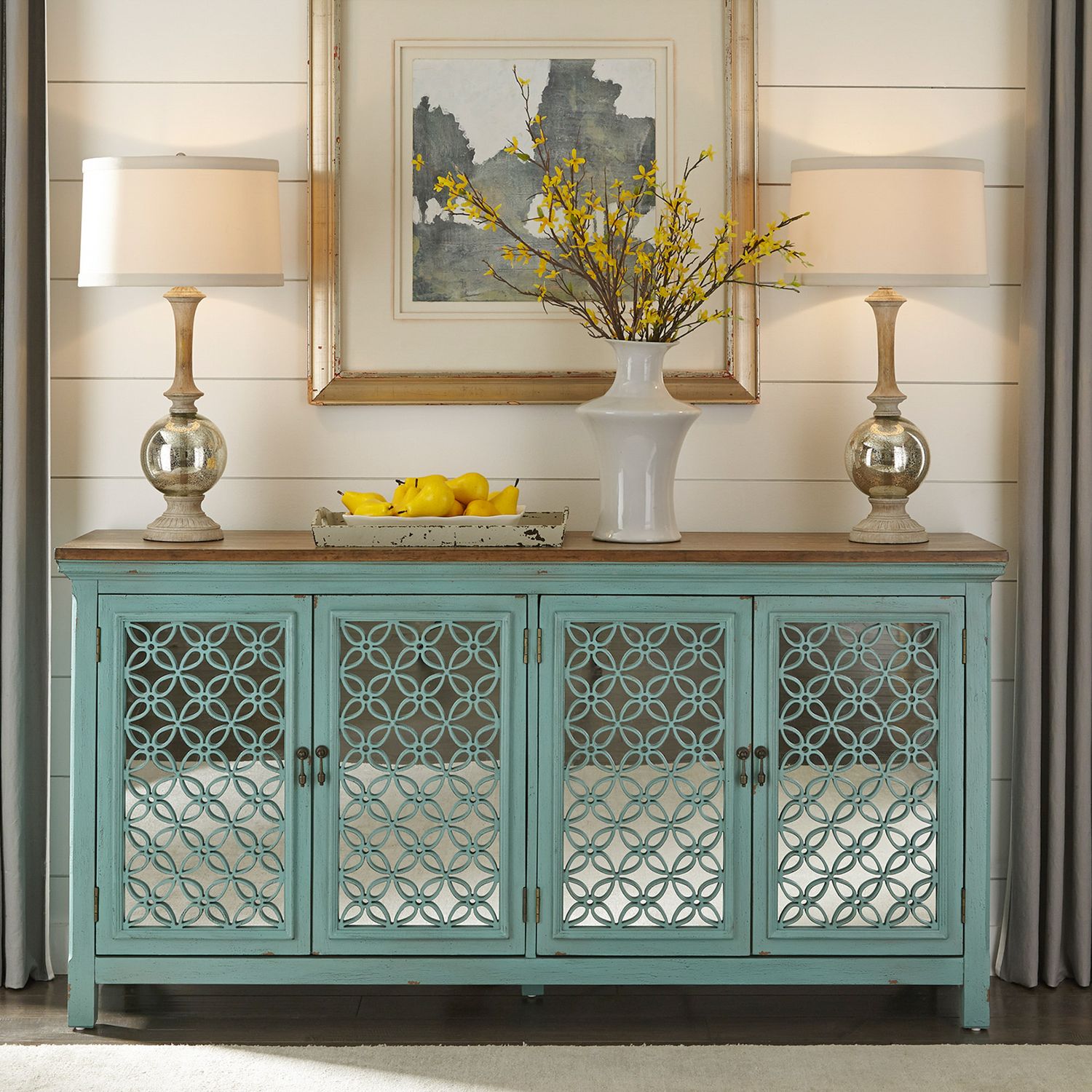 Kensington 4 Door Accent Cabinet in Turquoise image