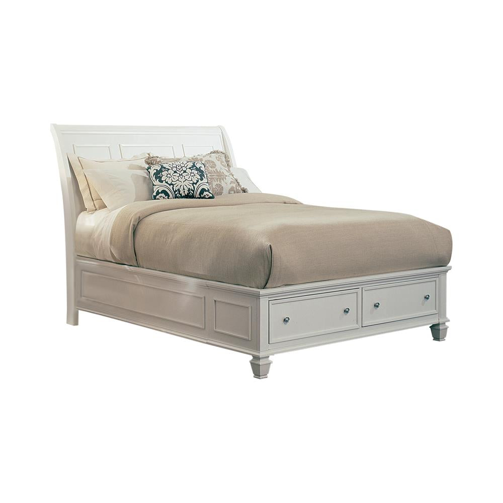 Sandy Beach Queen & E.King Panel Bed with High Headboard Black & White - Luxury Home Furniture (MI)