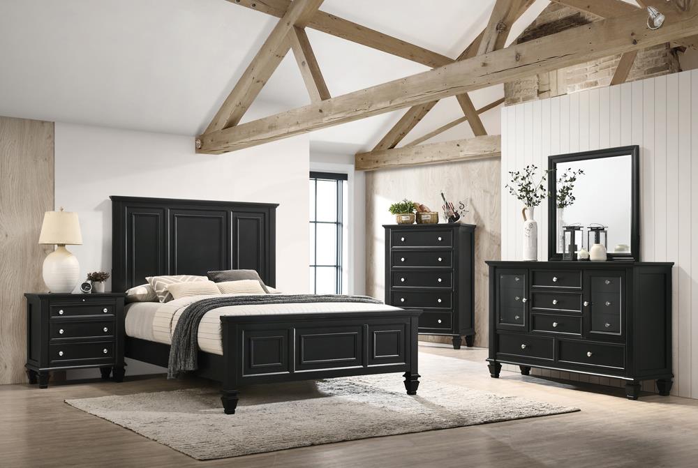 Sandy Beach 4 & 5 Piece Storage Bedroom Set with Sleigh Headboard E.King, Queen, & Cal.King - Luxury Home Furniture (MI)