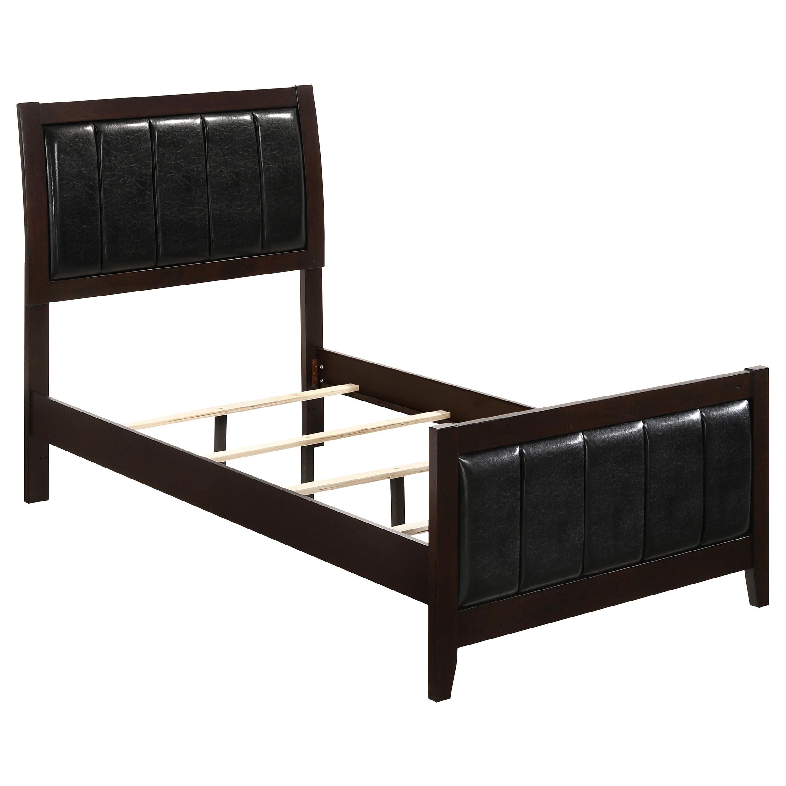 Carlton Full & Twin Upholstered Panel Bed Cappuccino and Black - Luxury Home Furniture (MI)