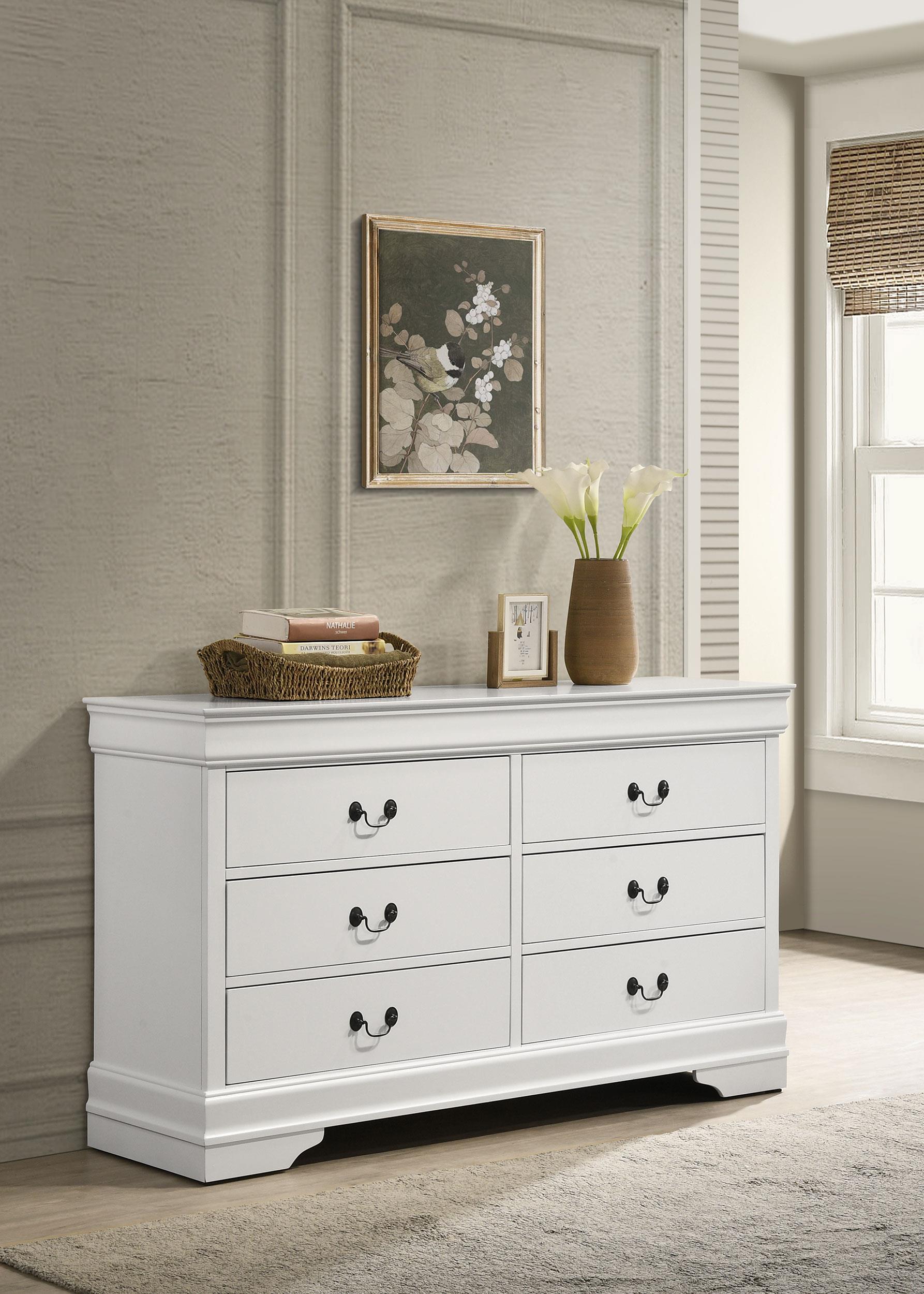Louis Philippe 6-drawer Dresser White - Luxury Home Furniture (MI)