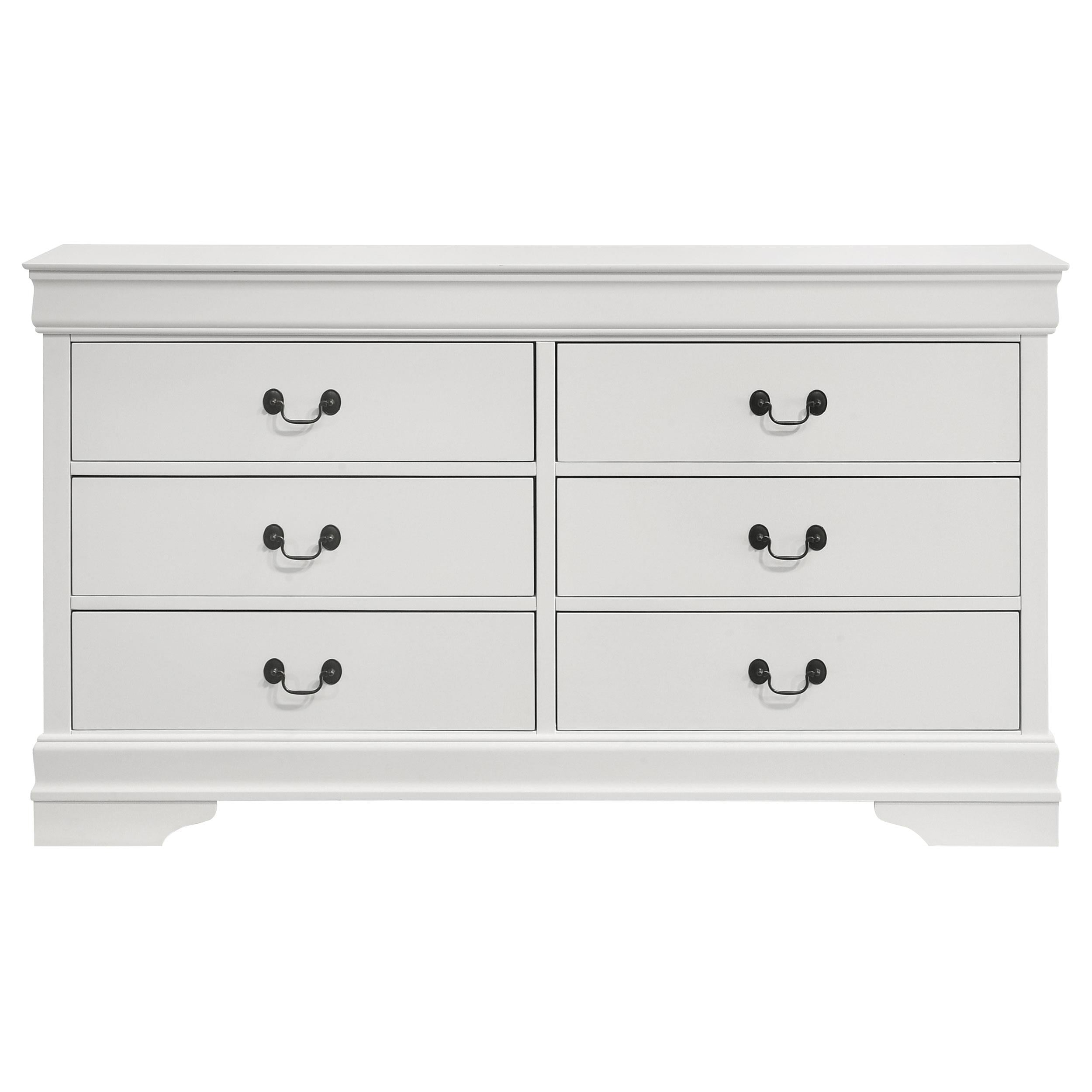 Louis Philippe 6-drawer Dresser White - Luxury Home Furniture (MI)