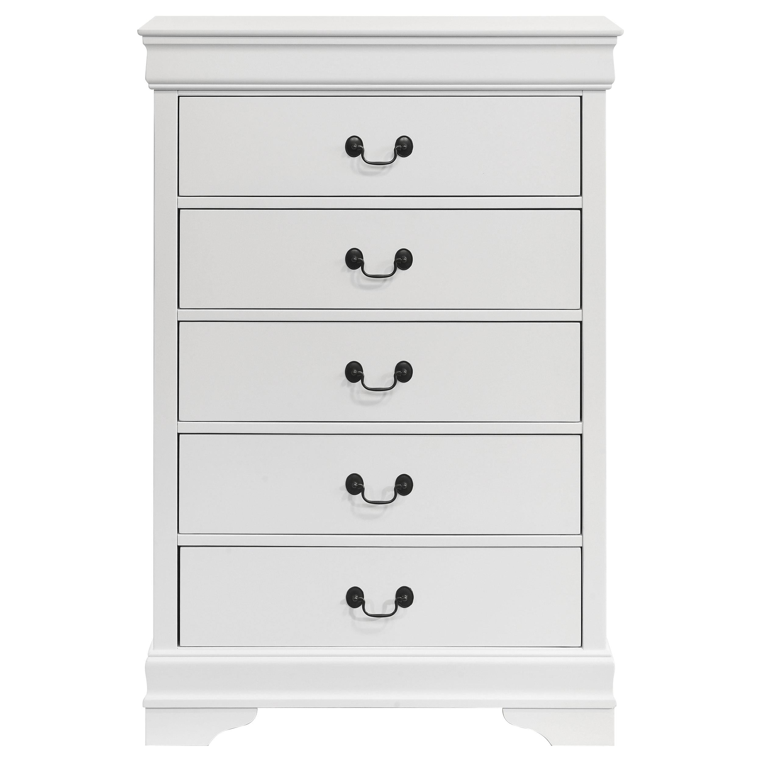 Louis Philippe 5-drawer Bedroom Chest White - Luxury Home Furniture (MI)