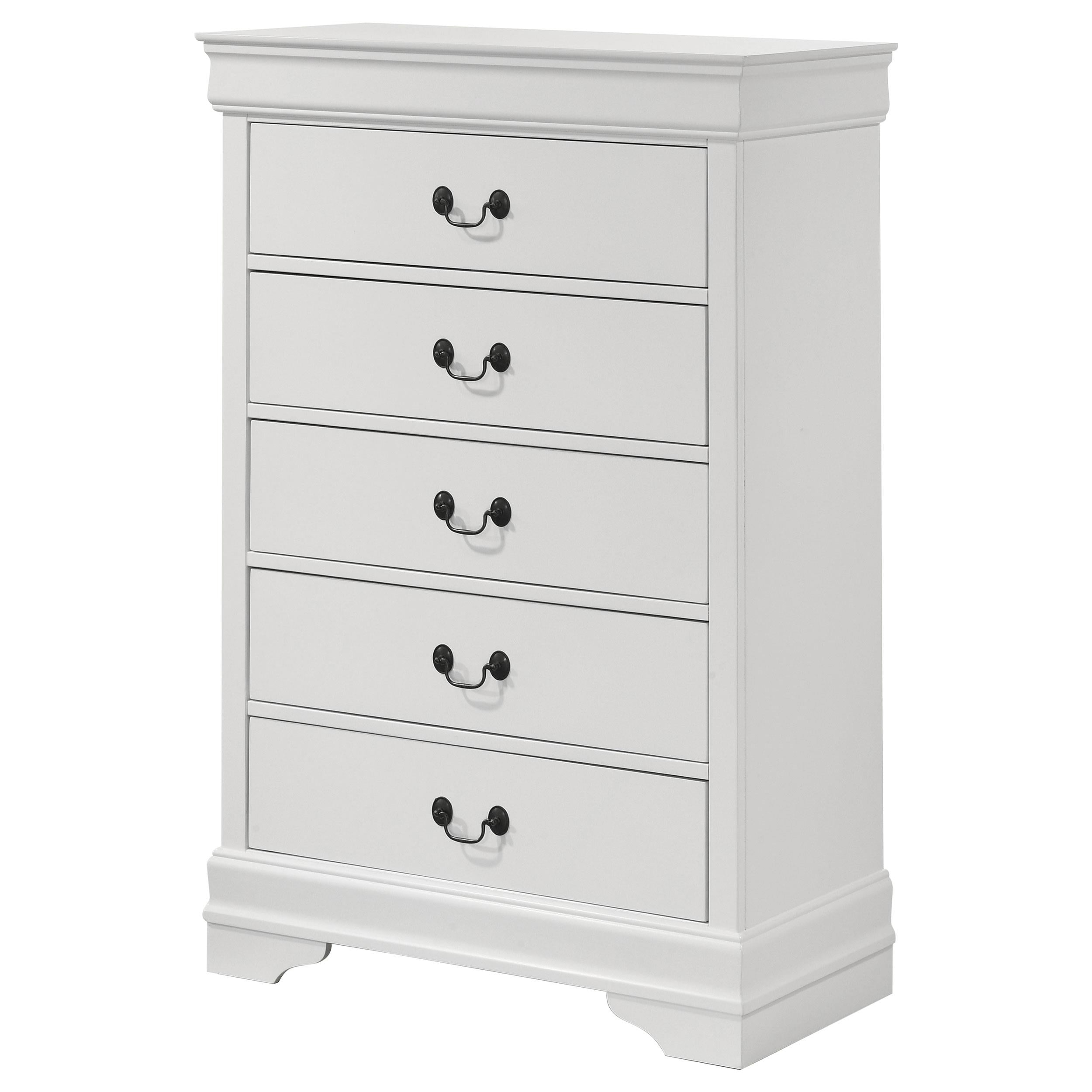 Louis Philippe 5-drawer Bedroom Chest White - Luxury Home Furniture (MI)