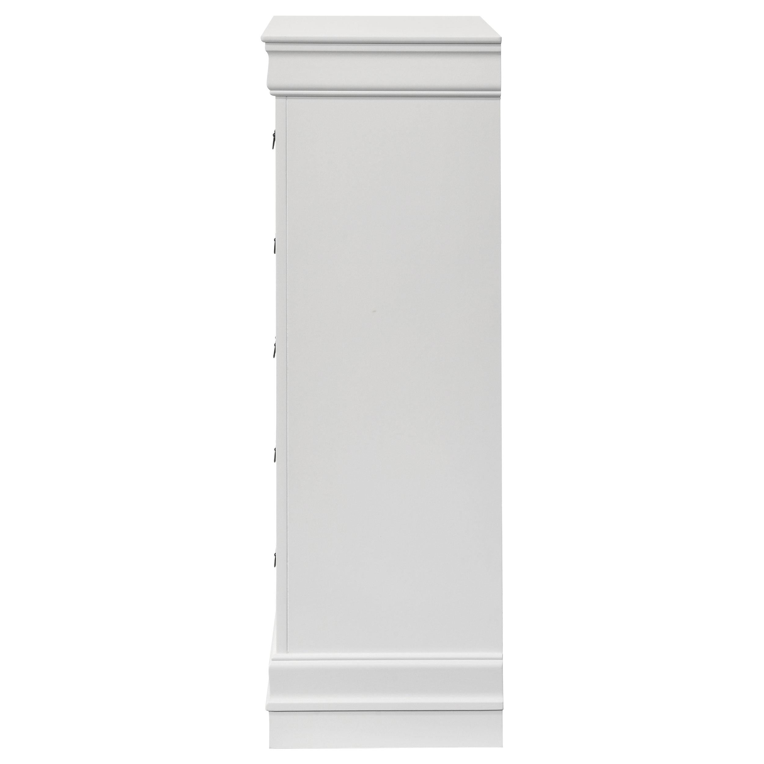 Louis Philippe 5-drawer Bedroom Chest White - Luxury Home Furniture (MI)