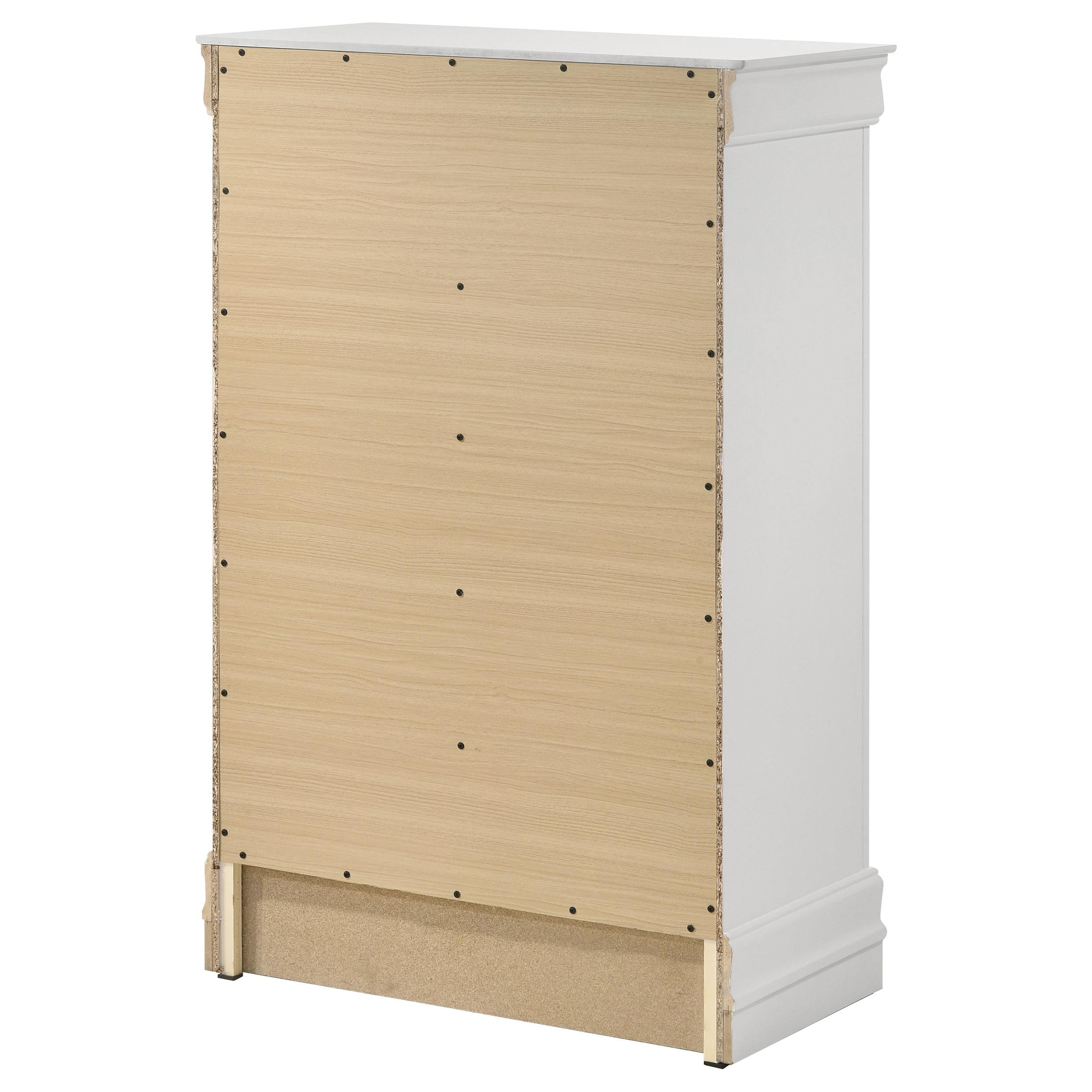 Louis Philippe 5-drawer Bedroom Chest White - Luxury Home Furniture (MI)