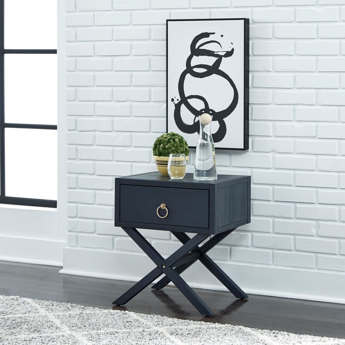 Liberty Furniture Midnight 1 Drawer Accent Table in Wire Brushed Denim - Luxury Home Furniture (MI)