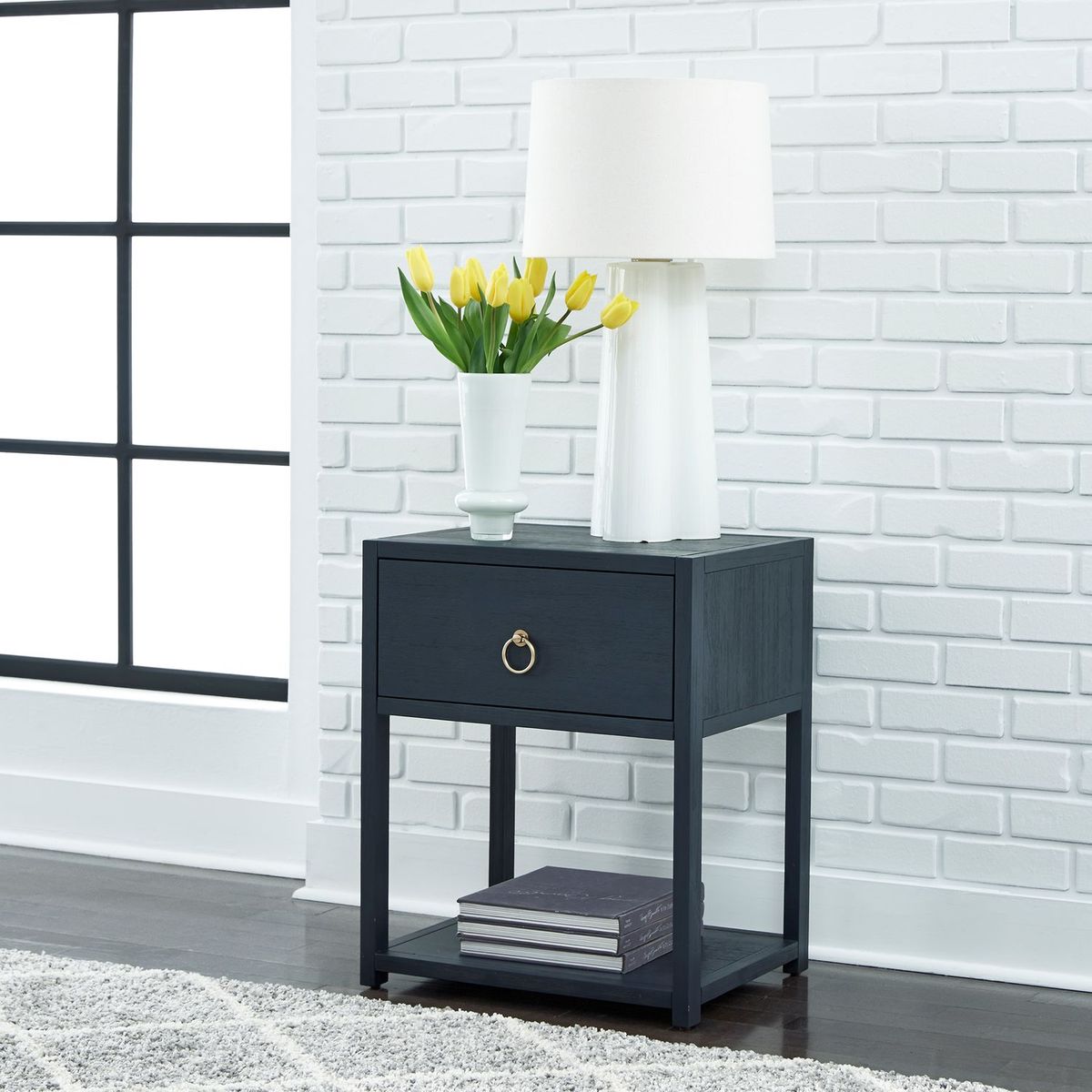 Liberty Furniture Midnight 1 Shelf Accent Table in Wire Brushed Denim - Luxury Home Furniture (MI)