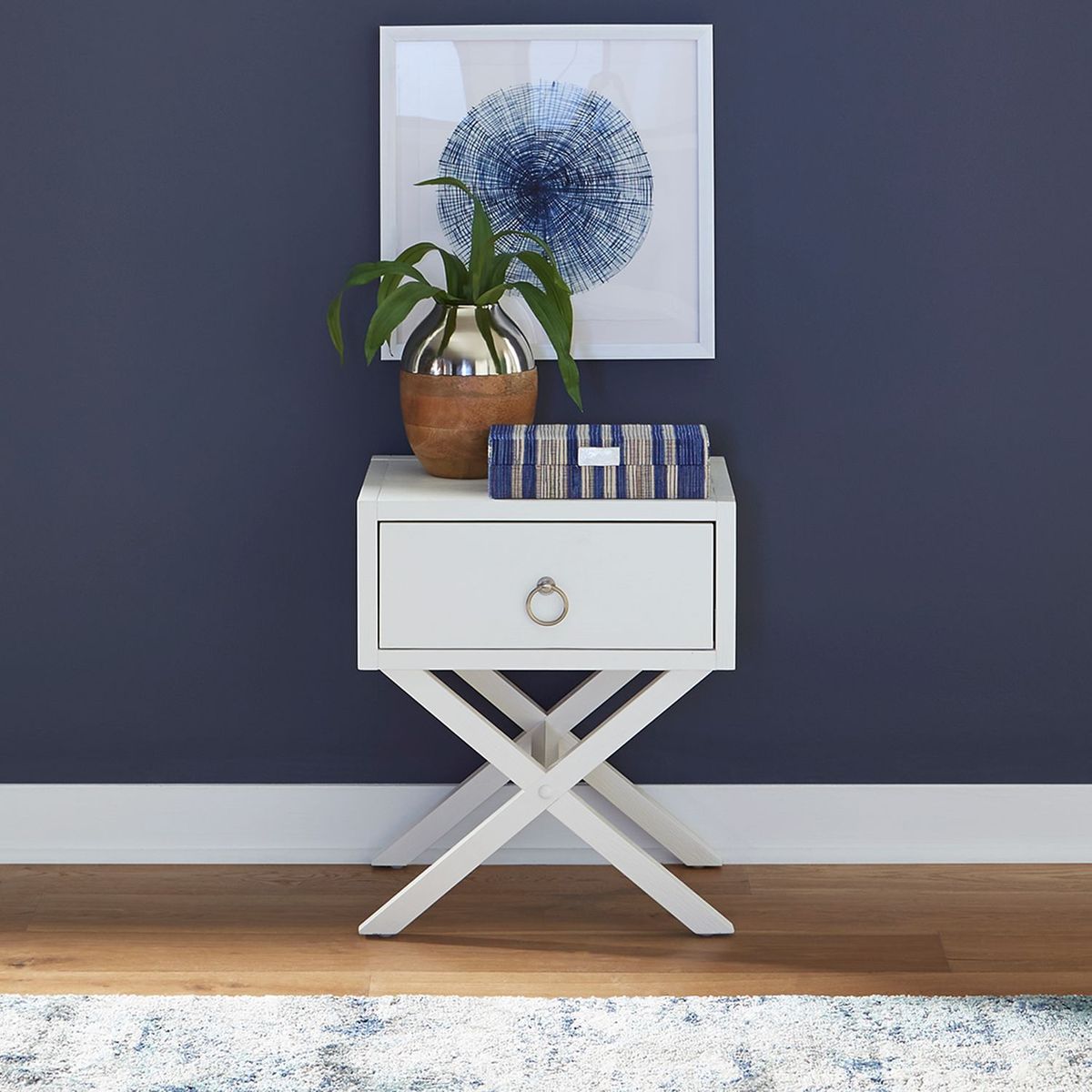 Liberty Furniture Midnight 1 Drawer Accent Table in Wire Brushed White - Luxury Home Furniture (MI)