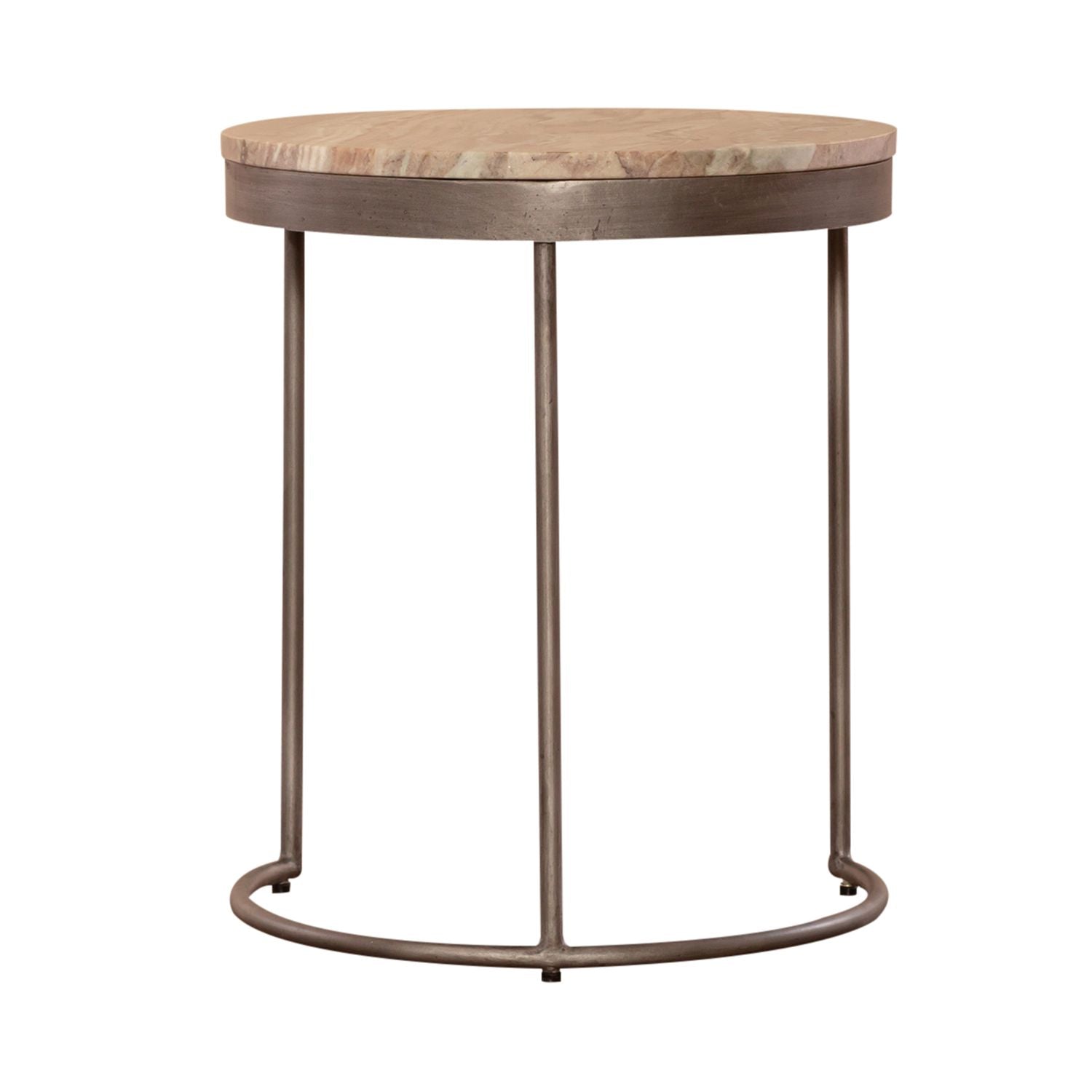 Eclipse Nesting Tables in Greystone Marble Top w/ Pewter Metal - Luxury Home Furniture (MI)