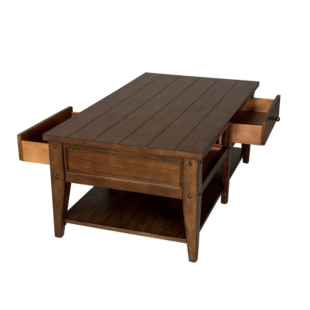 Liberty Furniture Lake House Cocktail Table in Rustic Brown Oak - Luxury Home Furniture (MI)