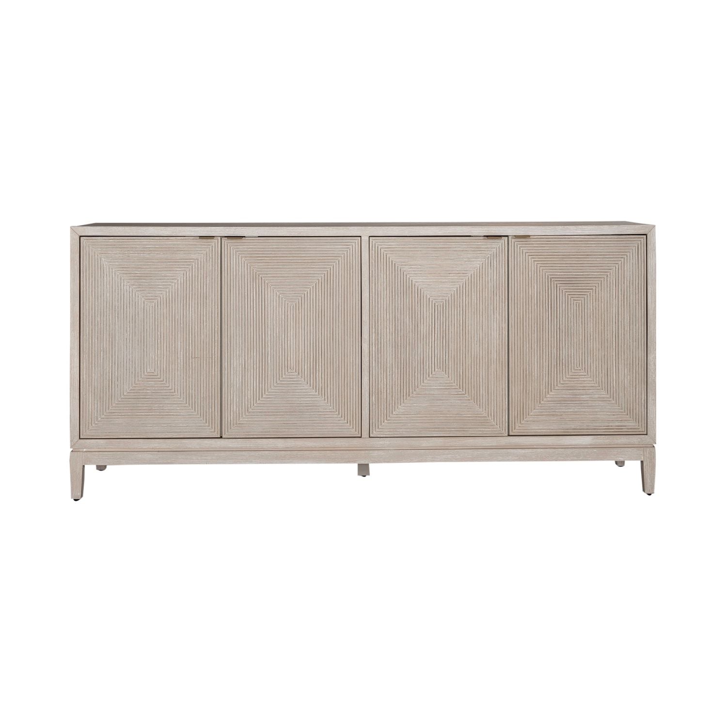 Kinsley 4 Door Accent Cabinet in Washed Taupe & Silver Champagne EST SHIP TIME APPX 4 WEEKS - Luxury Home Furniture (MI)