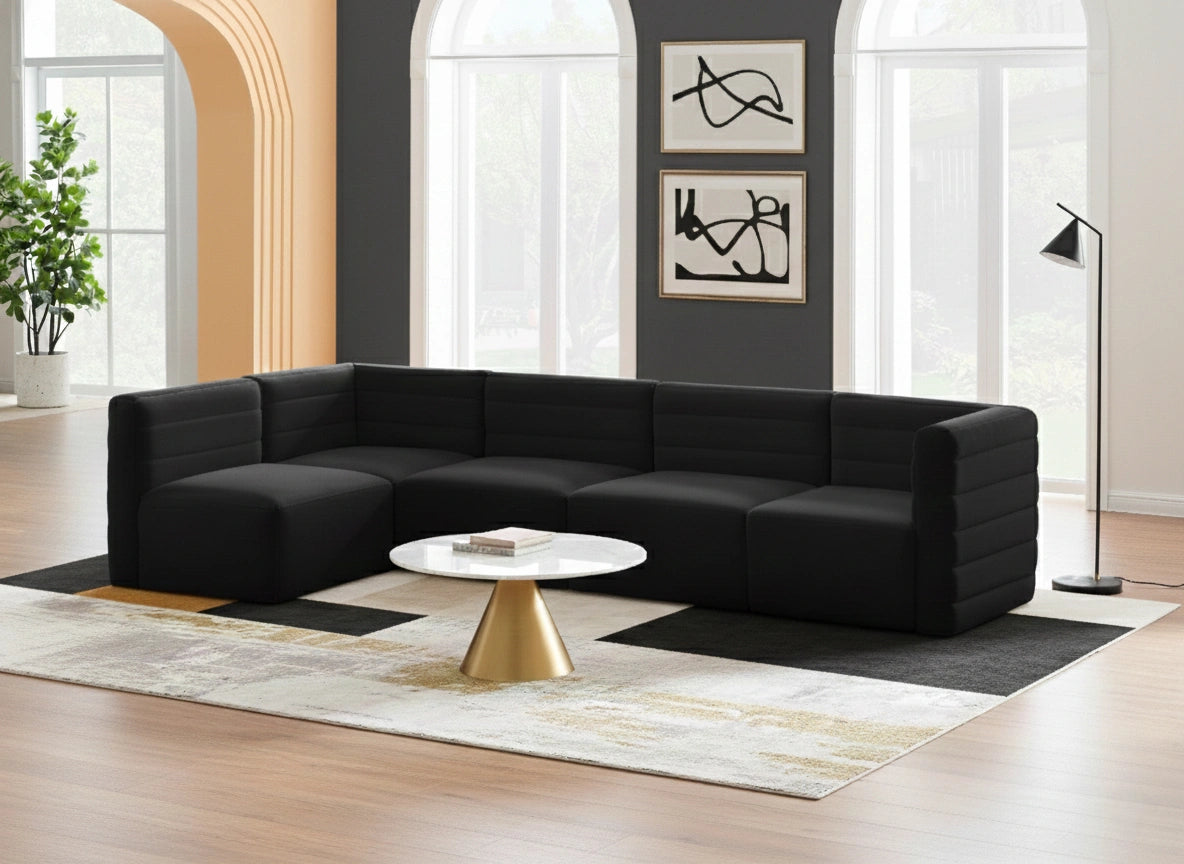 Quincy Black Velvet Modular Sectional