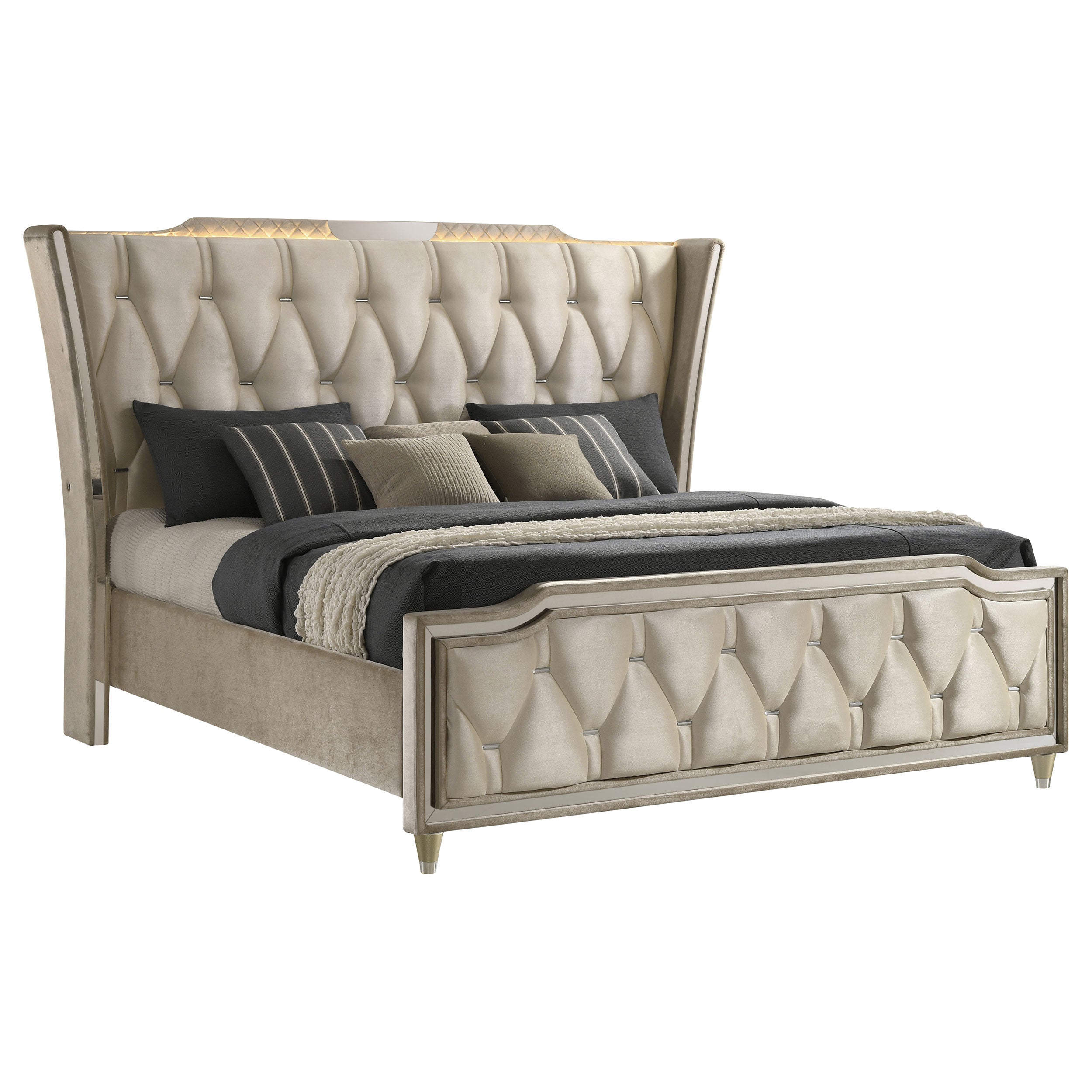 Lorient Wingback Bed with LED Lighting