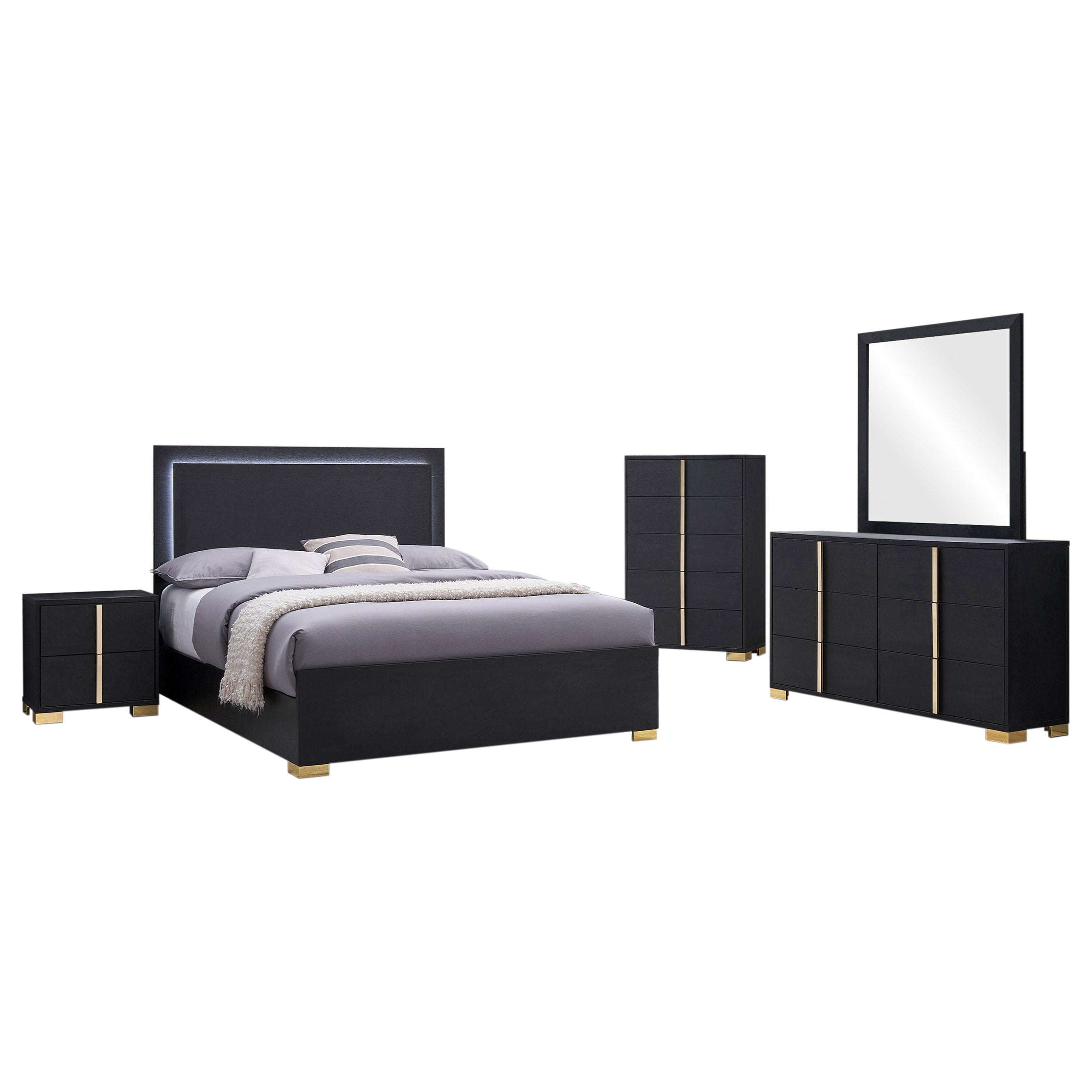 Marceline Bedroom Sets White & Black 4 & 5 Piece - Luxury Home Furniture (MI)