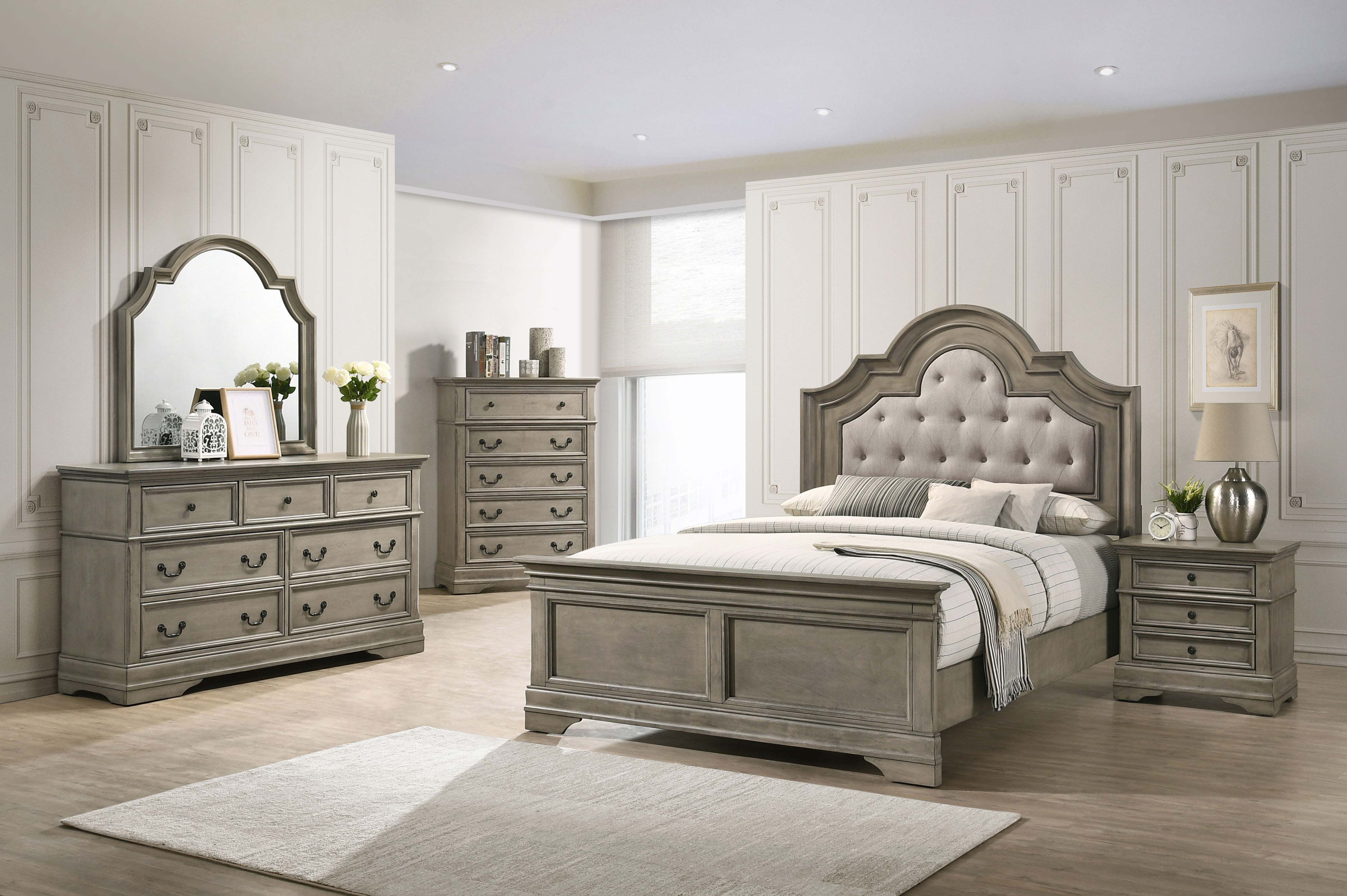 Manchester Bedroom Set with Upholstered Arched Headboard Wheat - Luxury Home Furniture (MI)