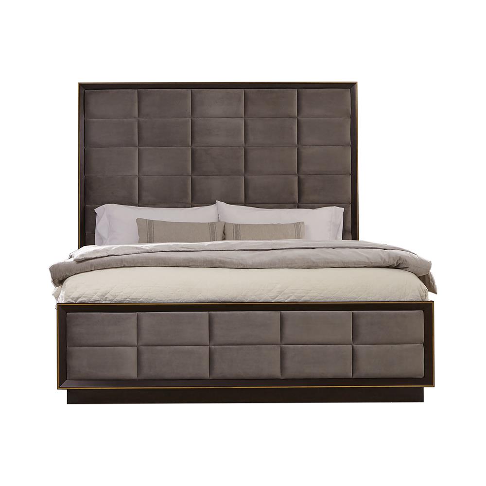 Durango California King Upholstered Bed Smoked Peppercorn and Grey image