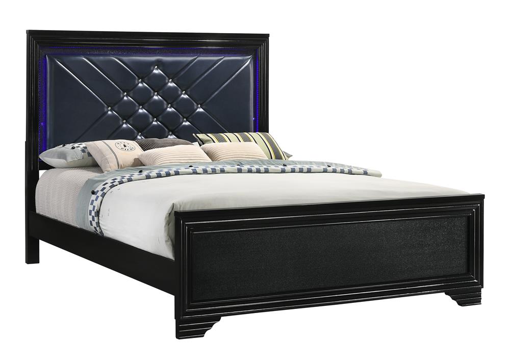 Penelope California King Bed with LED Lighting Black and Midnight Star image