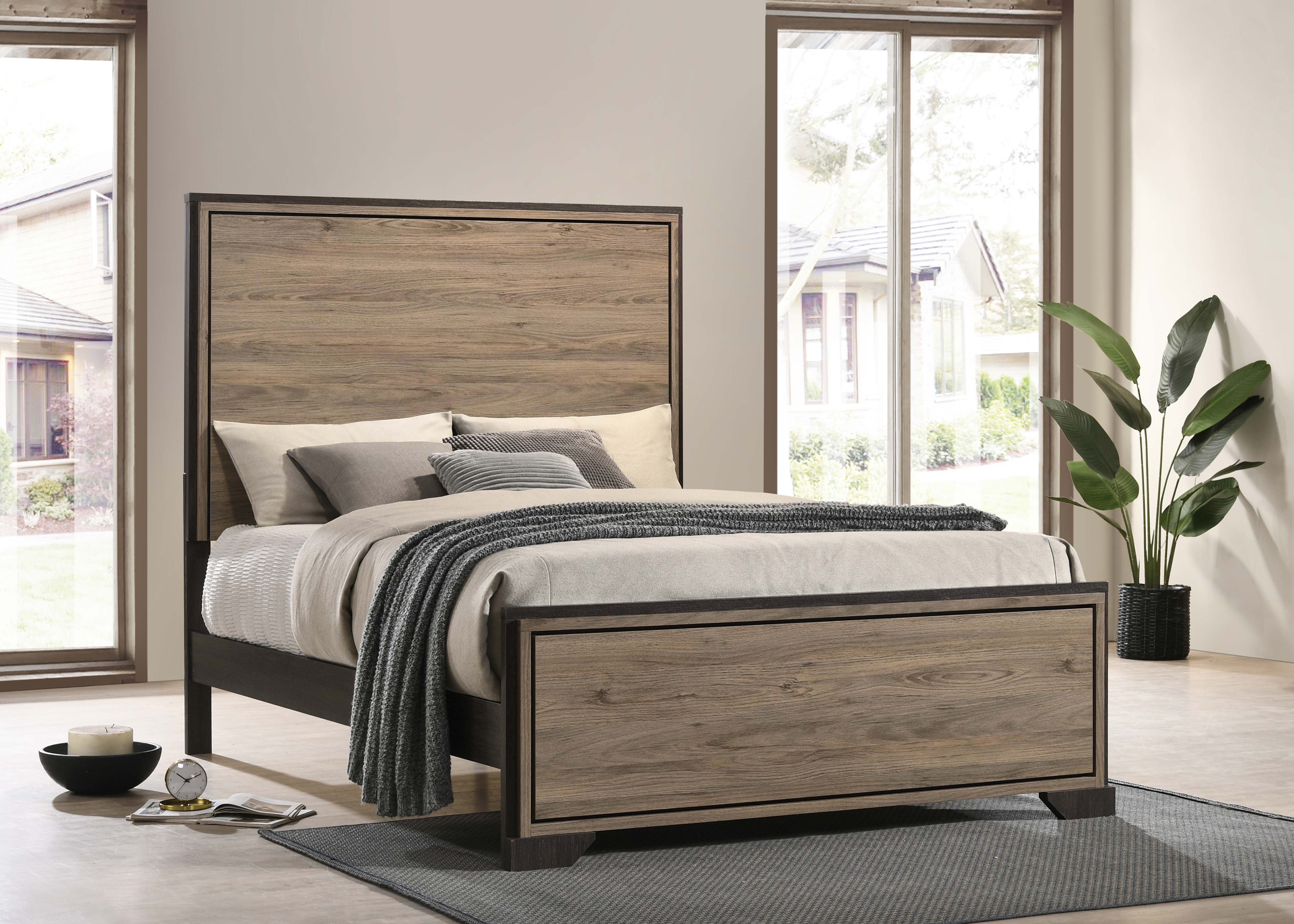 Baker Panel Bed Brown and Light Taupe - Luxury Home Furniture (MI)