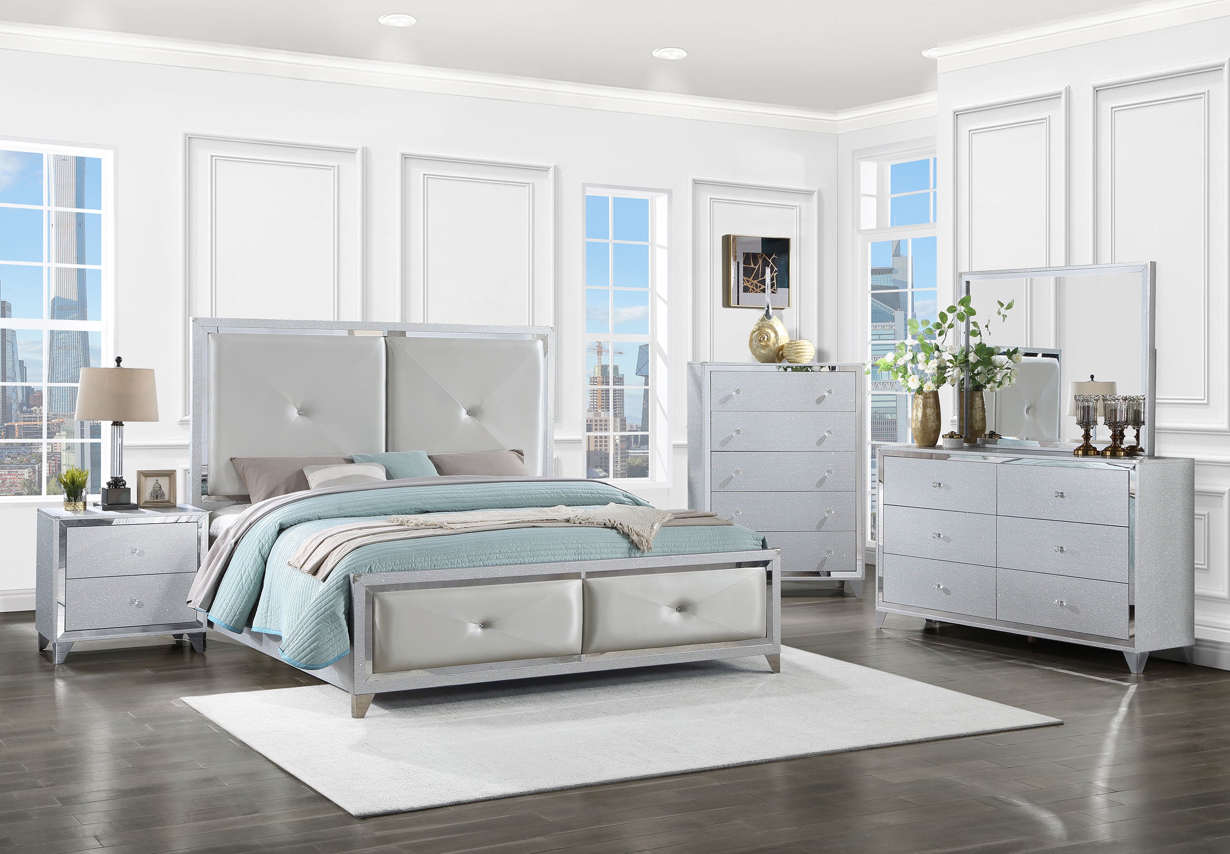 Larue Tufted Bedroom Set Silver - Luxury Home Furniture (MI)
