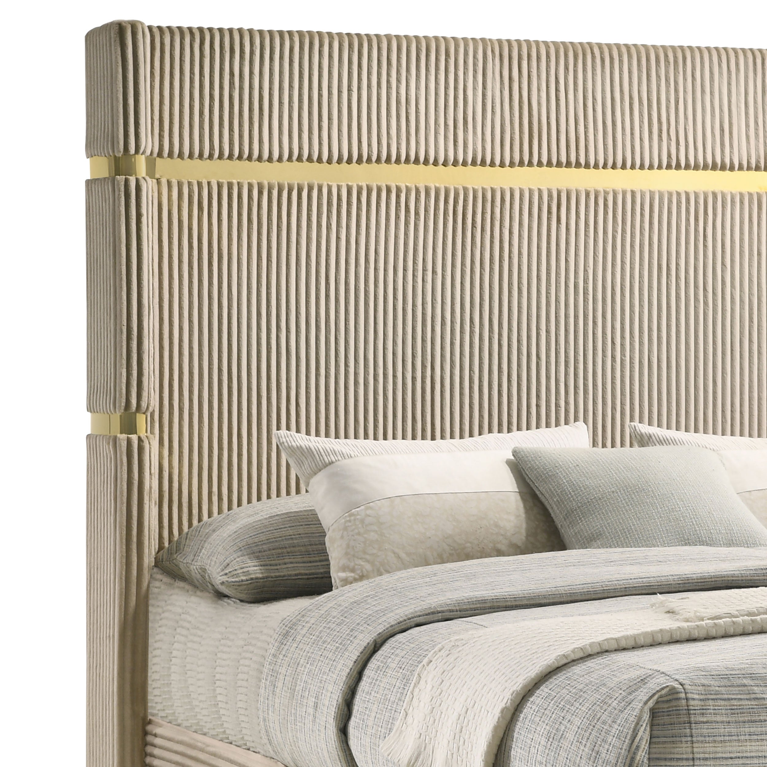 Lucia Eastern King & Queen Bed Beige & Grey - Luxury Home Furniture (MI)