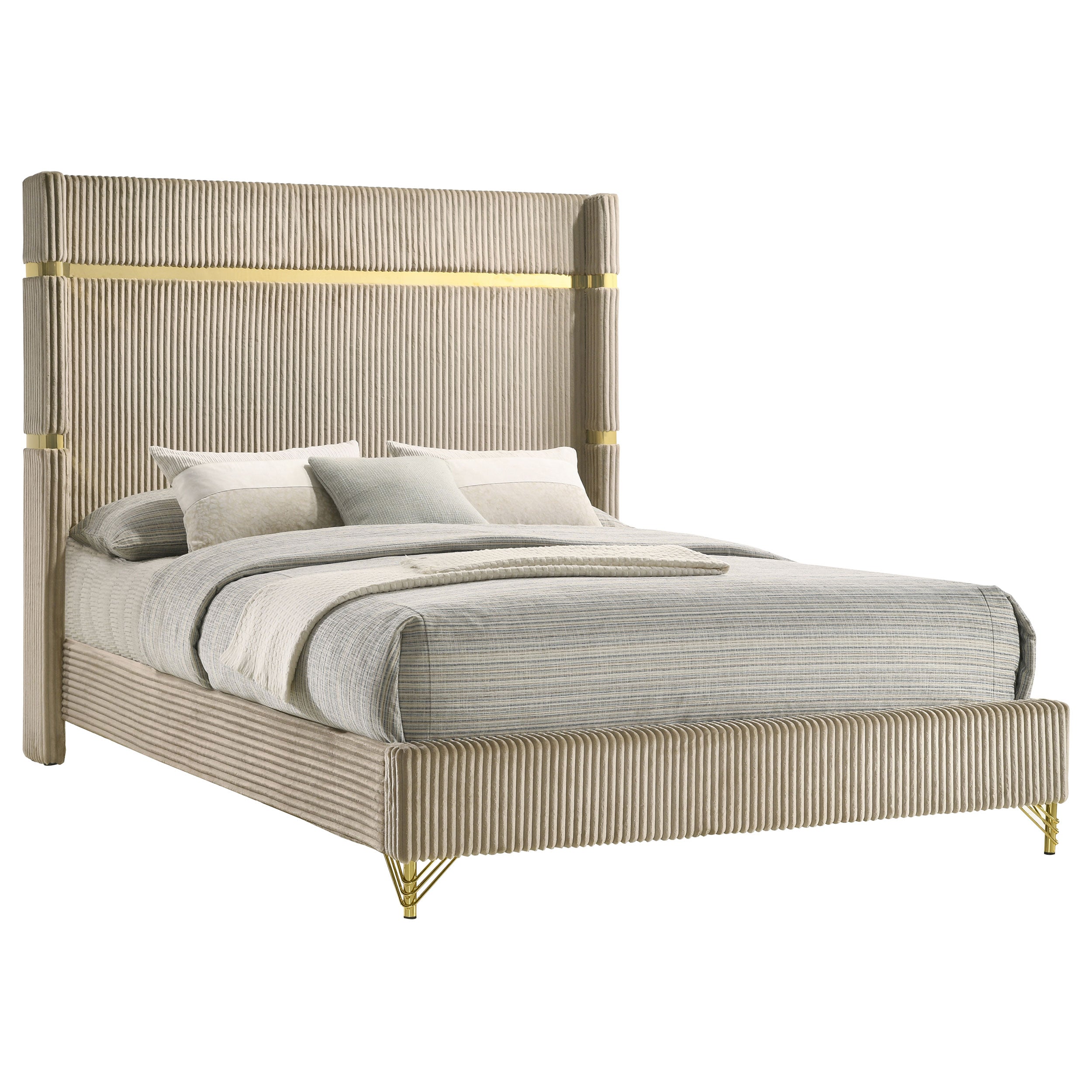 Lucia Eastern King & Queen Bed Beige & Grey - Luxury Home Furniture (MI)