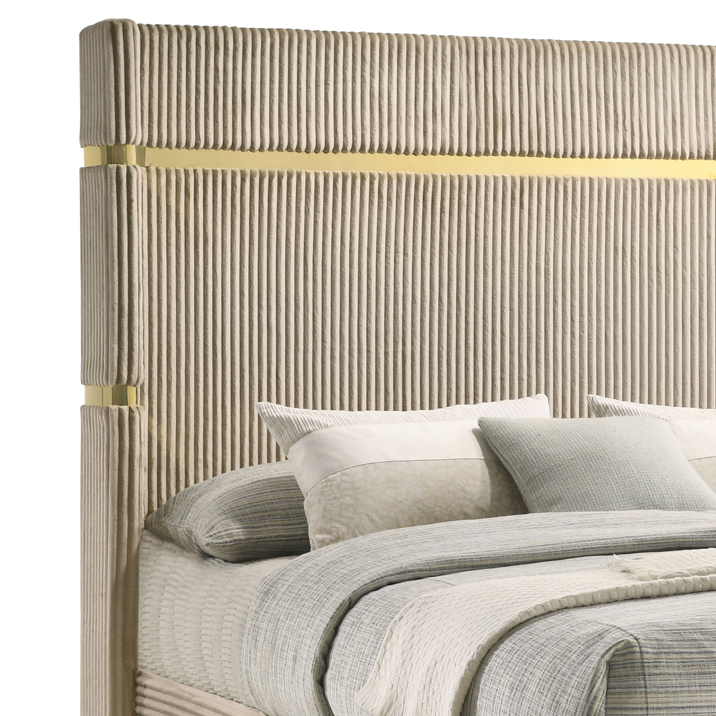 Lucia Eastern King & Queen Bed Beige & Grey - Luxury Home Furniture (MI)