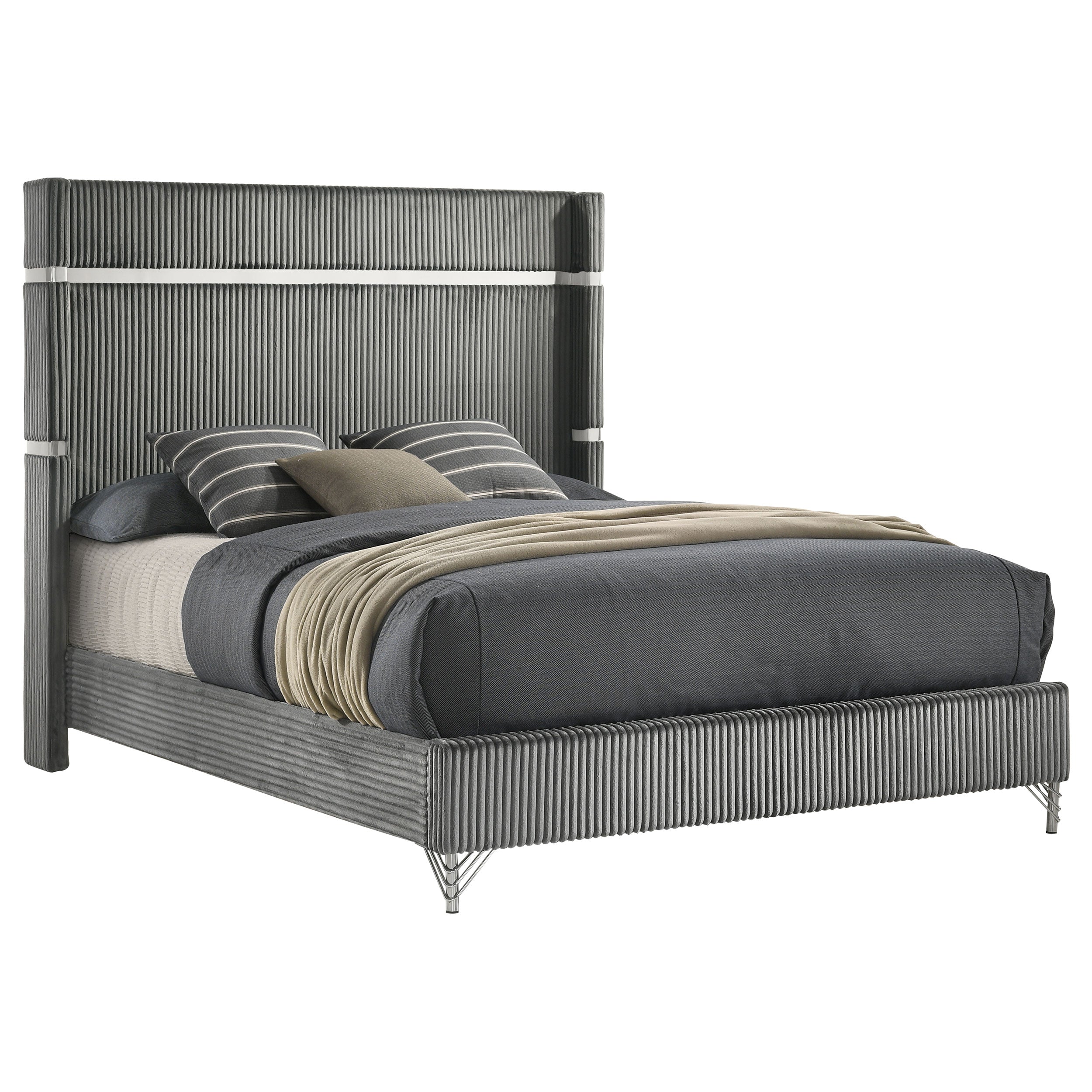 Lucia Eastern King & Queen Bed Beige & Grey - Luxury Home Furniture (MI)