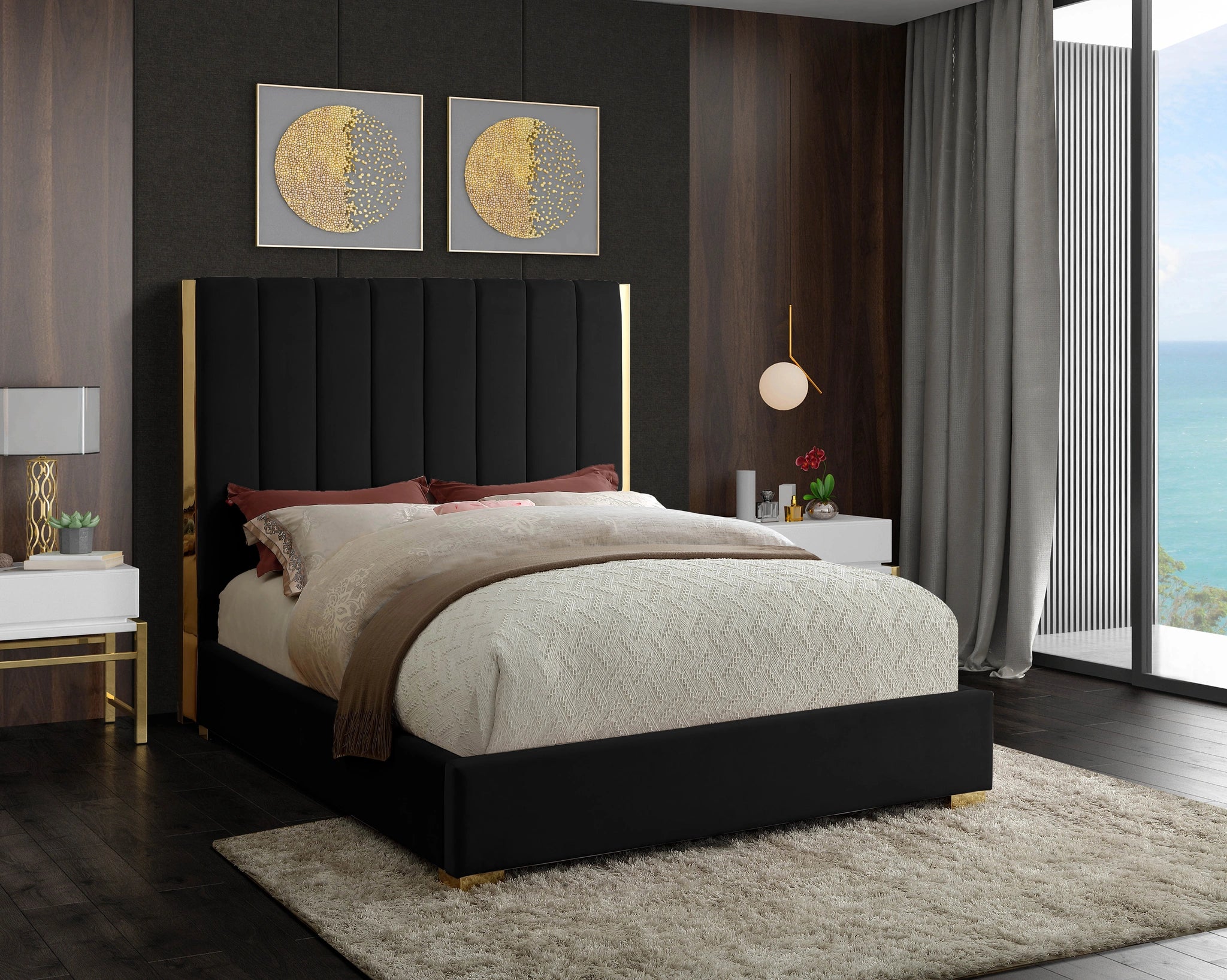 Becca Black Velvet Queen Bed